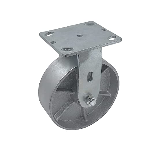 Pack of 2 Heavy-Duty Plate Casters with 6-Inch Steel Wheels and 2400 lbs Total Capacity, Featuring Extra 2-Inch Width and Rigid Silver Top Plate