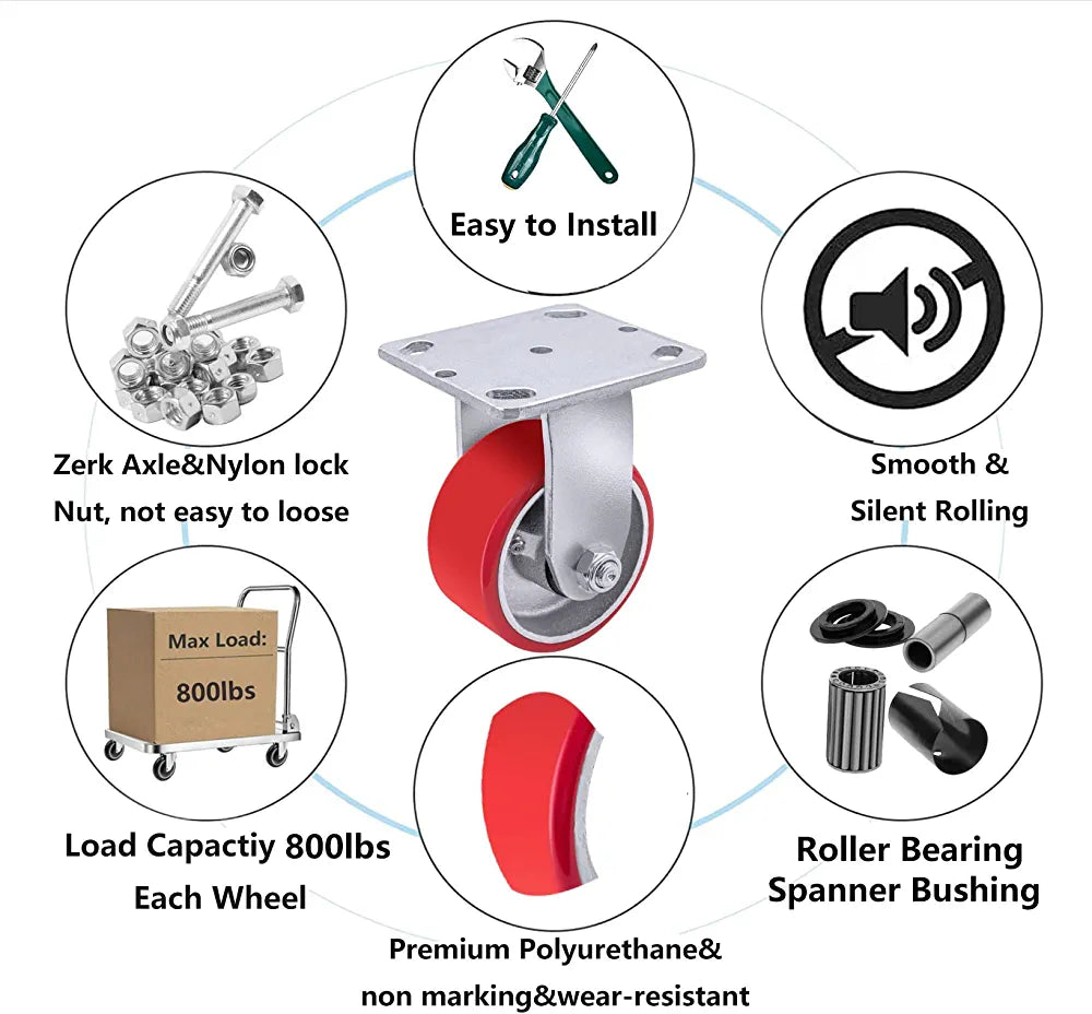 Industrial Polyurethane Casters - Heavy Duty 4