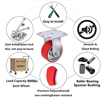 Heavy Duty Polyurethane Casters - 4