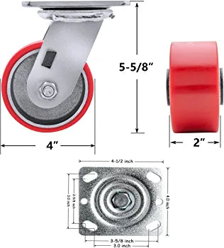 Heavy Duty Polyurethane Casters - 4