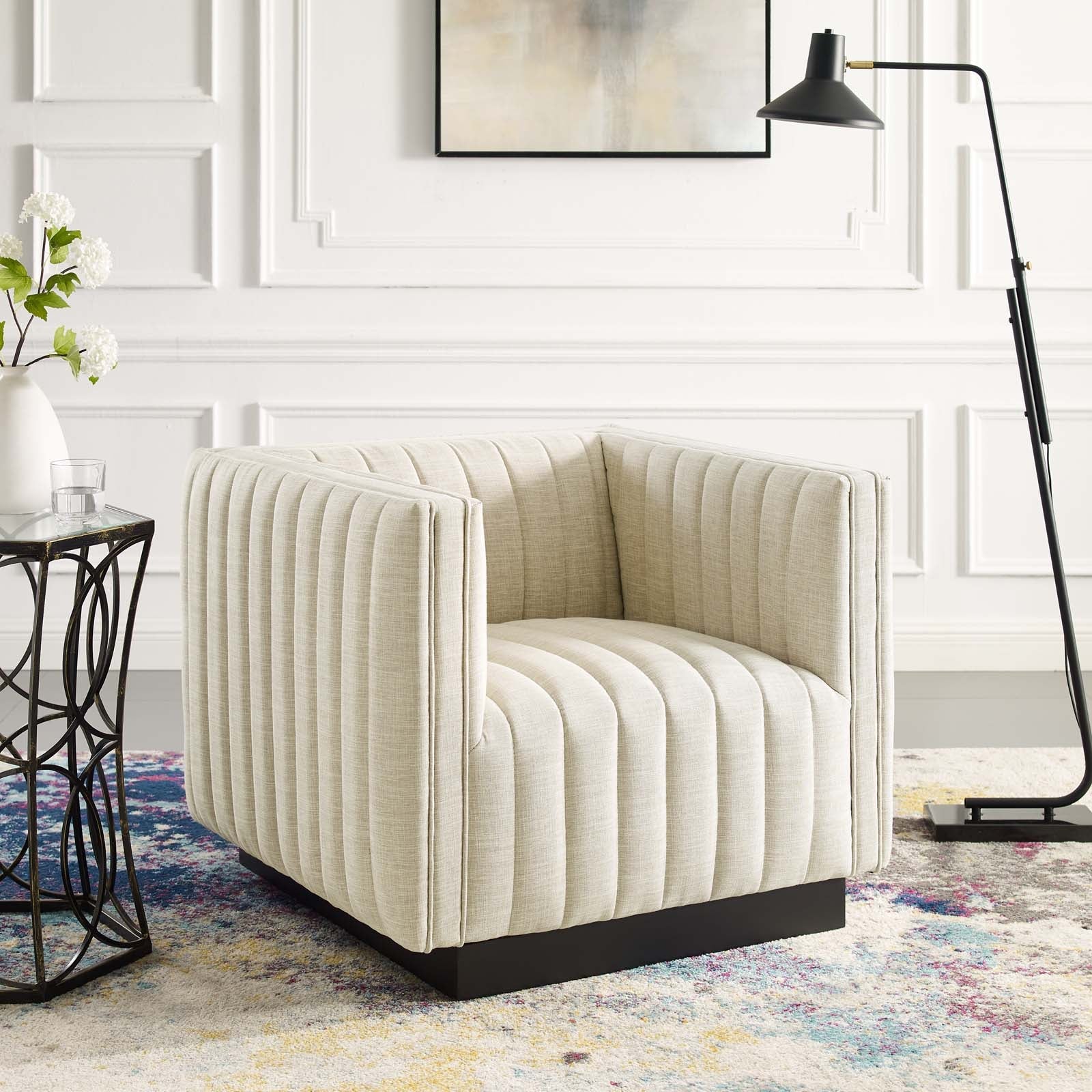 Everett Upholstered Fabric Accent Chair