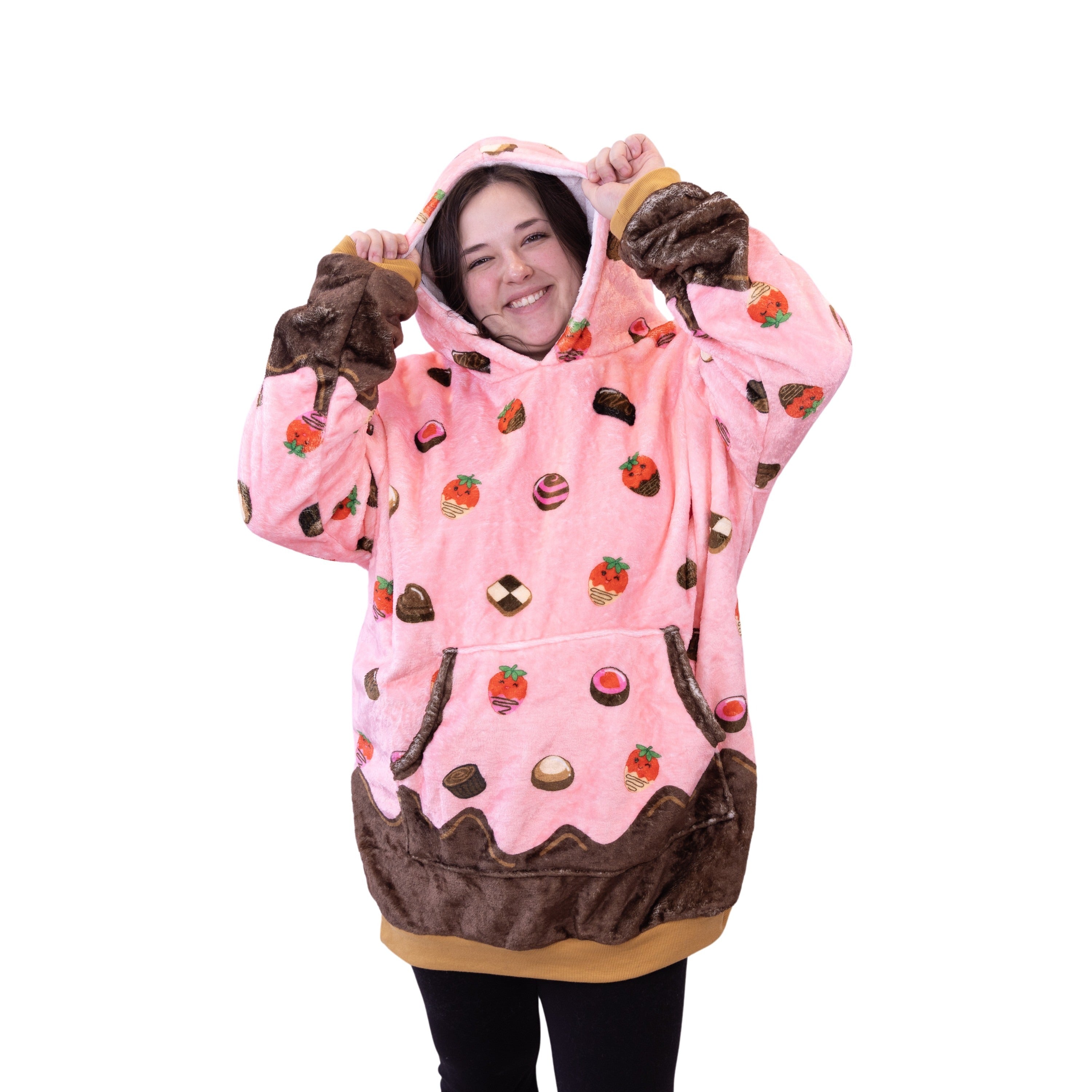 Chocolate Strawberry Snugible 2-in-1 Blanket Hoodie & Pillow