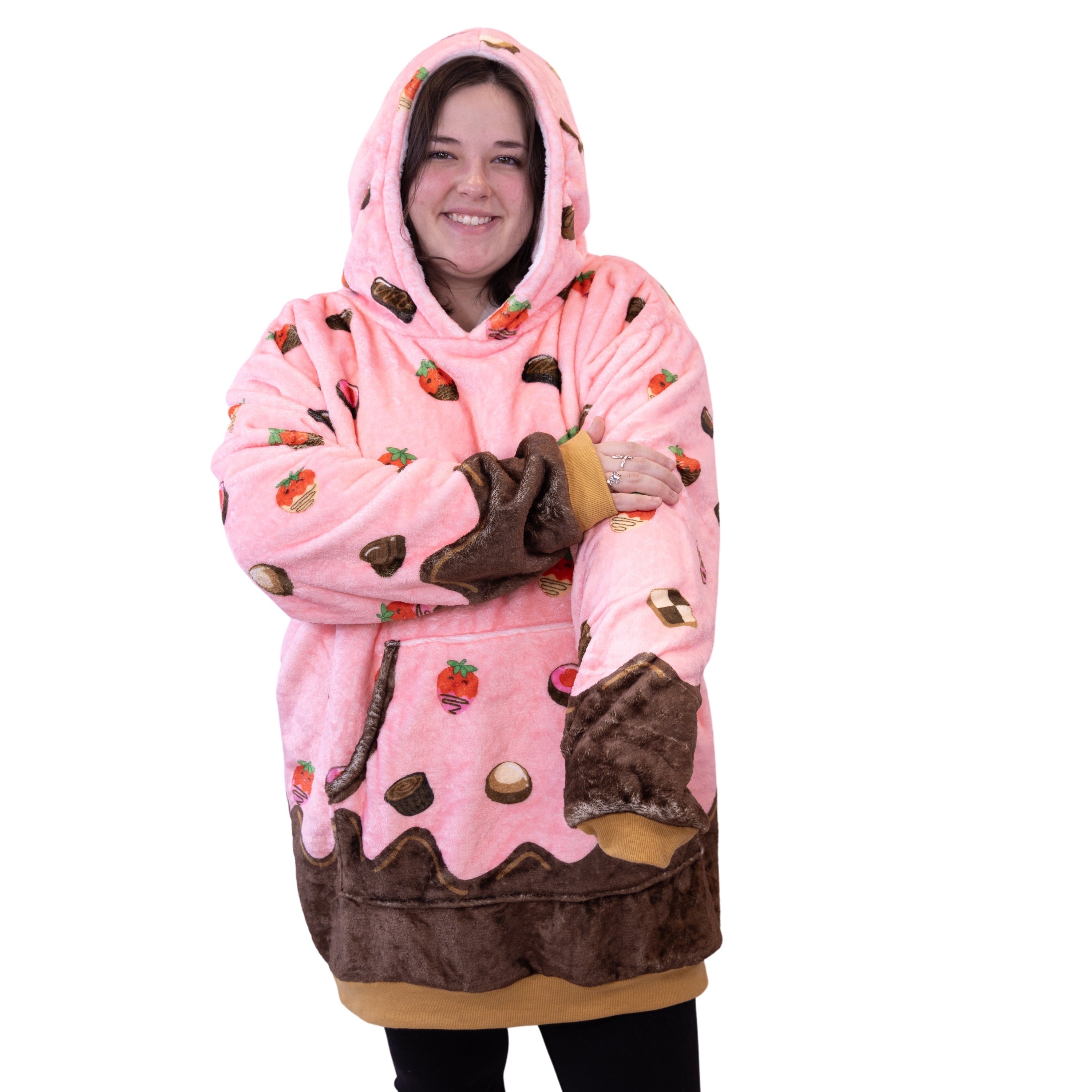 Chocolate Strawberry Snugible 2-in-1 Blanket Hoodie & Pillow