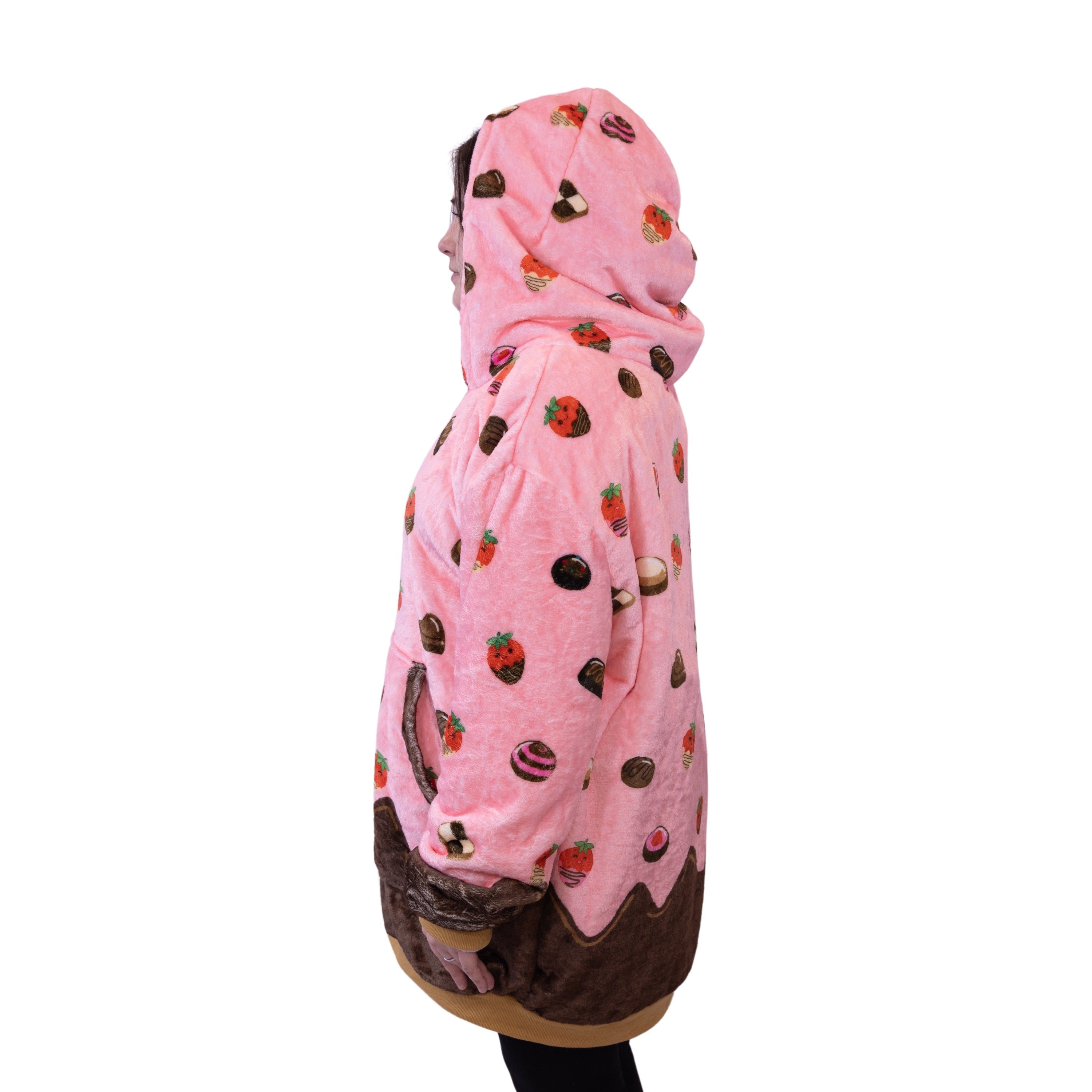 Chocolate Strawberry Snugible 2-in-1 Blanket Hoodie & Pillow