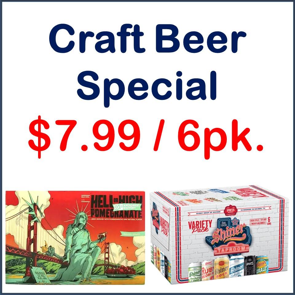 Craft Beer 12oz. Can 6 Pack Special