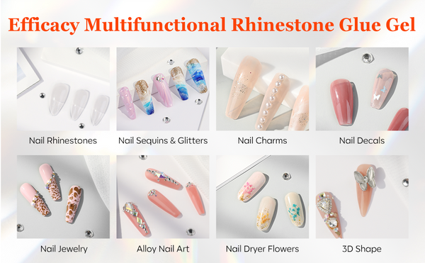 Modelones Rhinestone Glue Gel for Nails Gem Glue NO WIPE Nail Gel Glue for  Nails Charms
