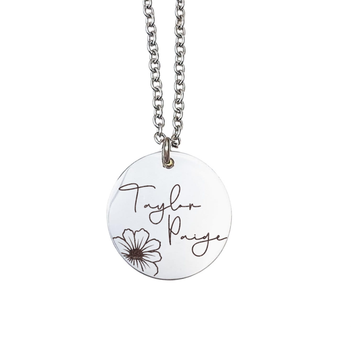 BIRTH FLOWER BUD + NAME NECKLACE