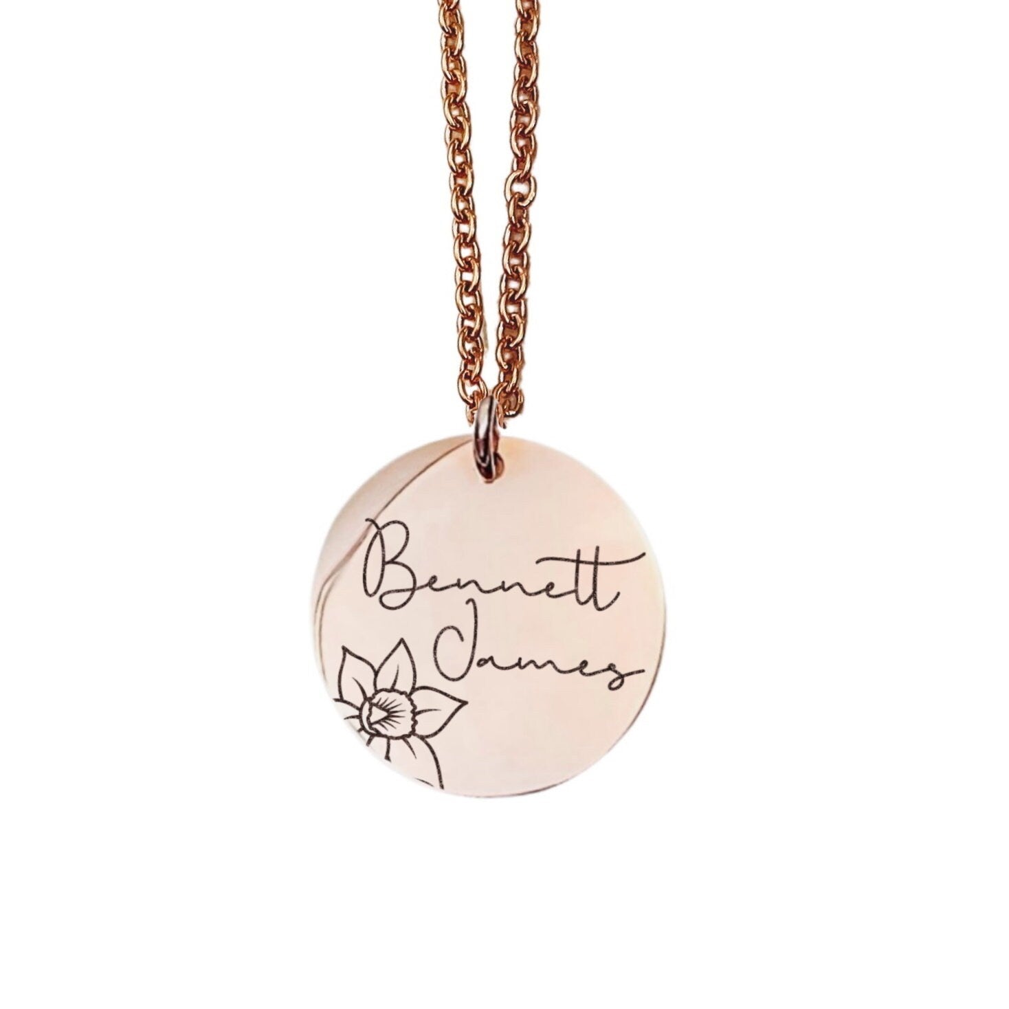 BIRTH FLOWER BUD + NAME NECKLACE