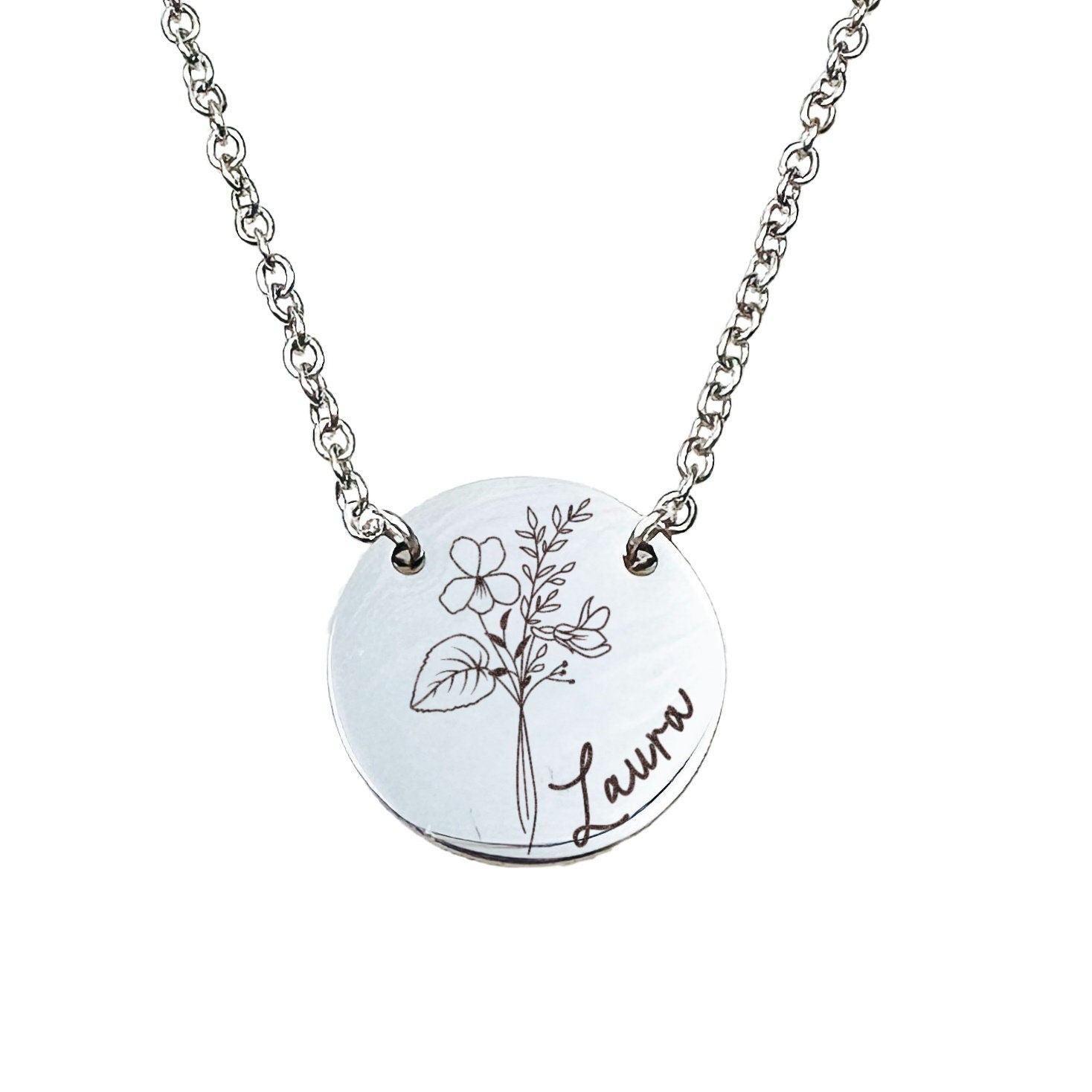 BIRTH FLOWER + NAME NECKLACE