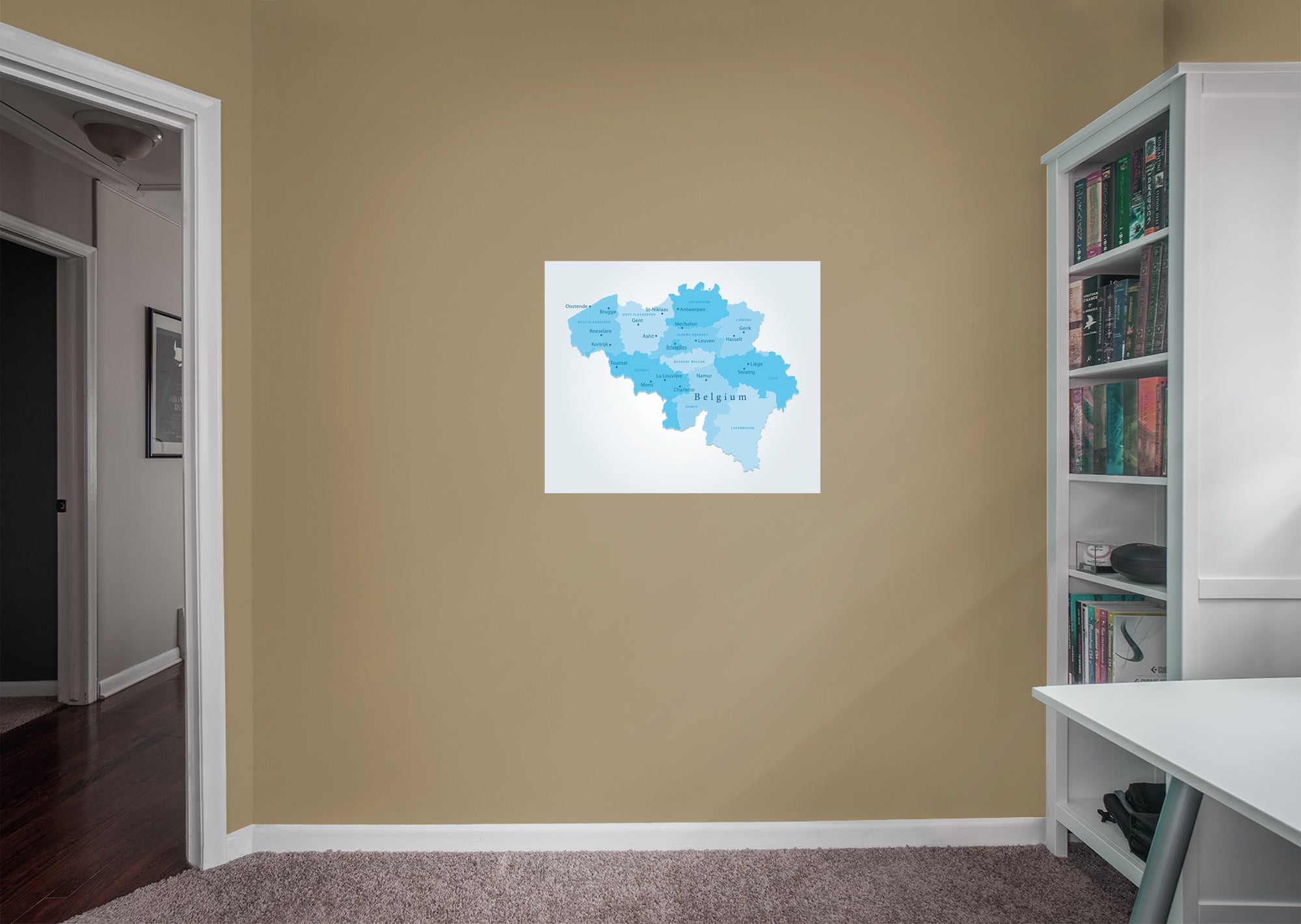 Maps of Europe: Belgium Mural        -   Removable Wall   Adhesive Decal