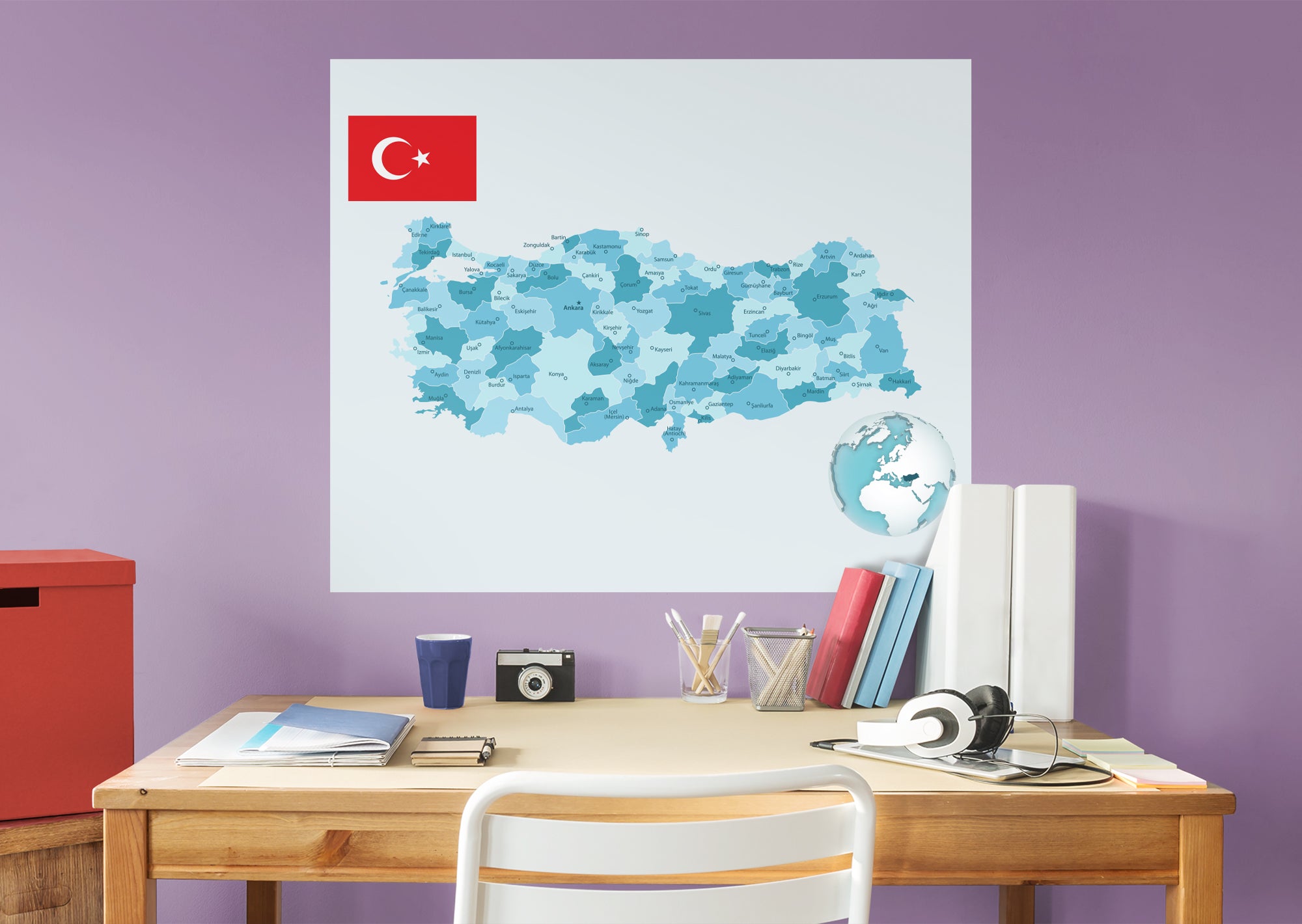 Maps of Europe: Turkey Mural        -   Removable Wall   Adhesive Decal