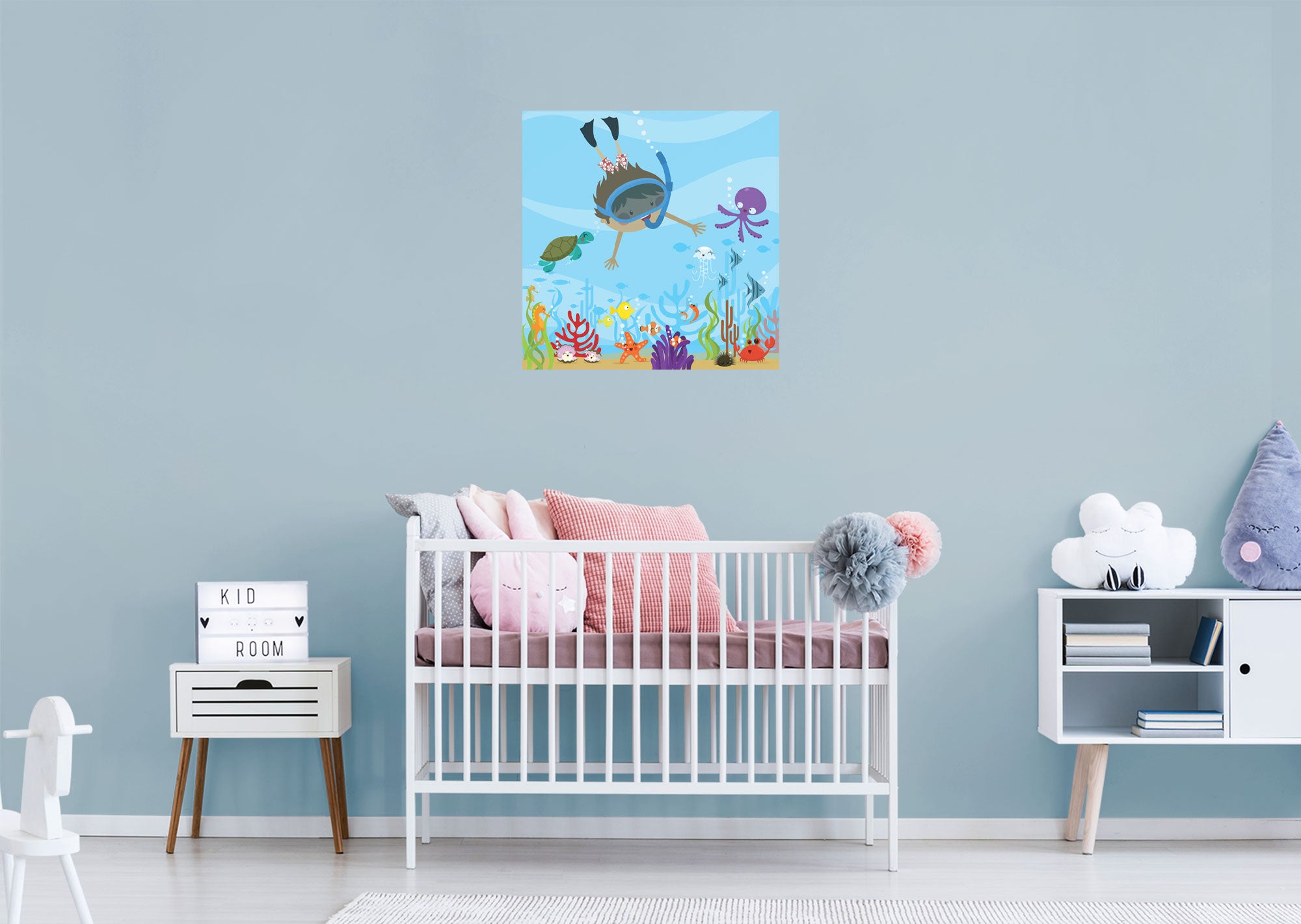 Nursery:  Diving Mural        -   Removable Wall   Adhesive Decal