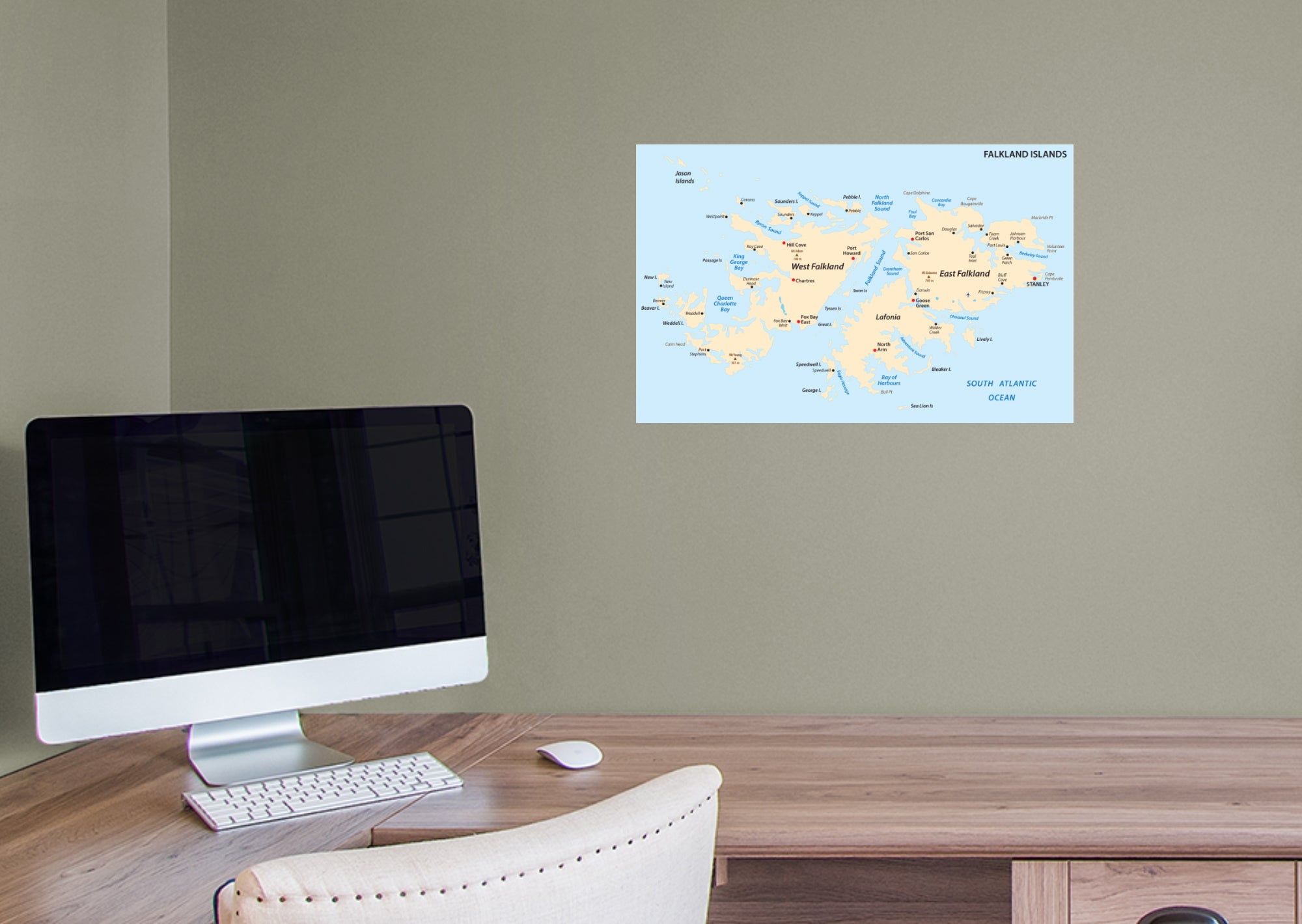 Maps of South America: Falkland Islands Mural        -   Removable     Adhesive Decal