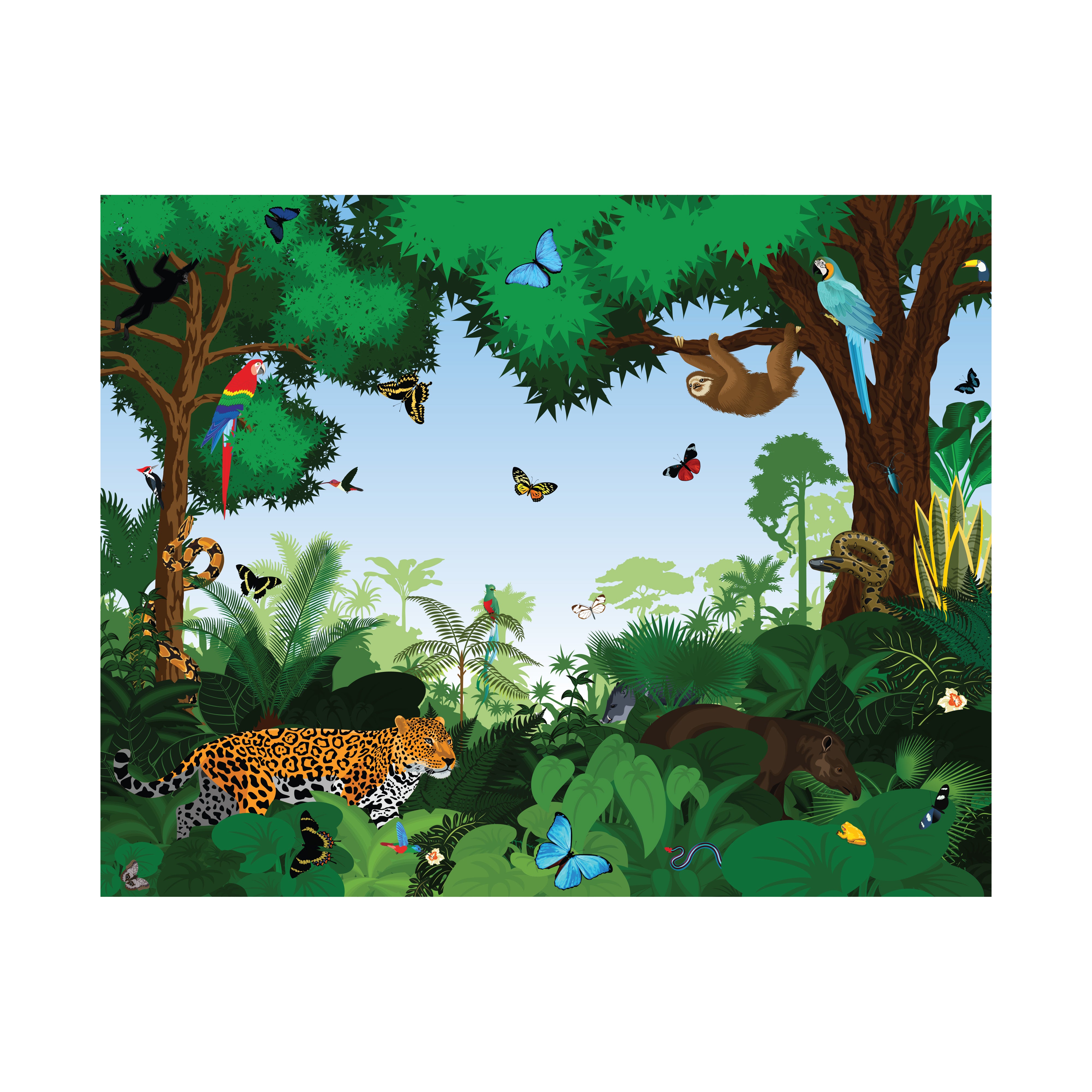 Jungle:  Jungle Spirit Mural        -   Removable Wall   Adhesive Decal