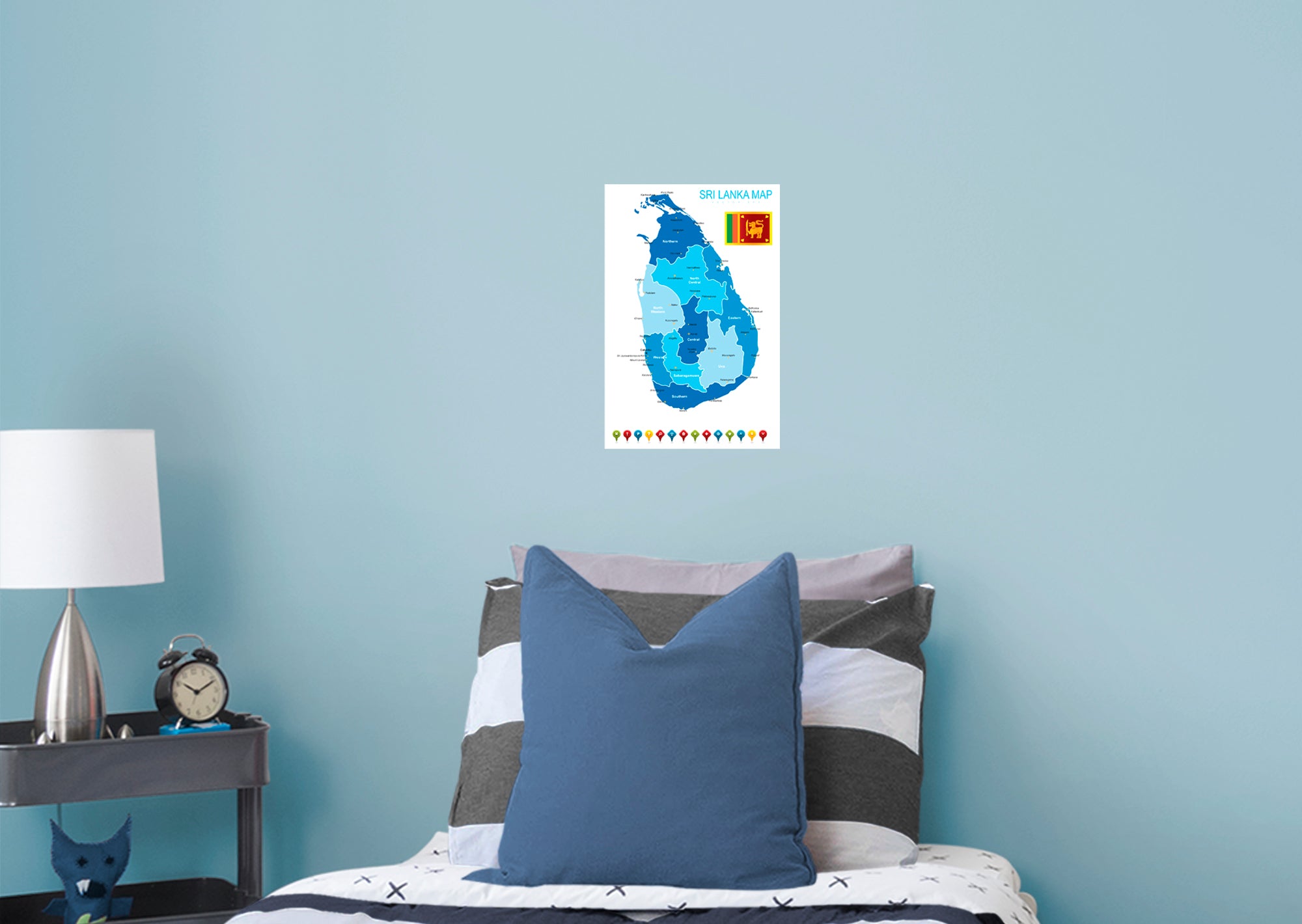 Maps of Asia: Sri Lanka Mural        -   Removable Wall   Adhesive Decal