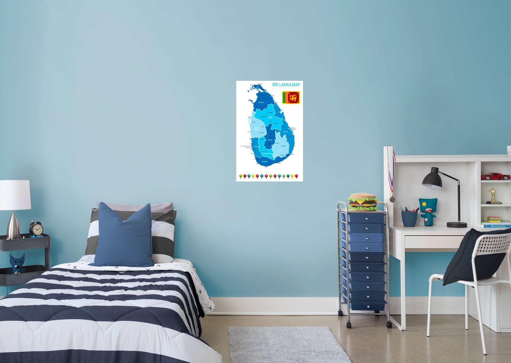 Maps of Asia: Sri Lanka Mural        -   Removable Wall   Adhesive Decal