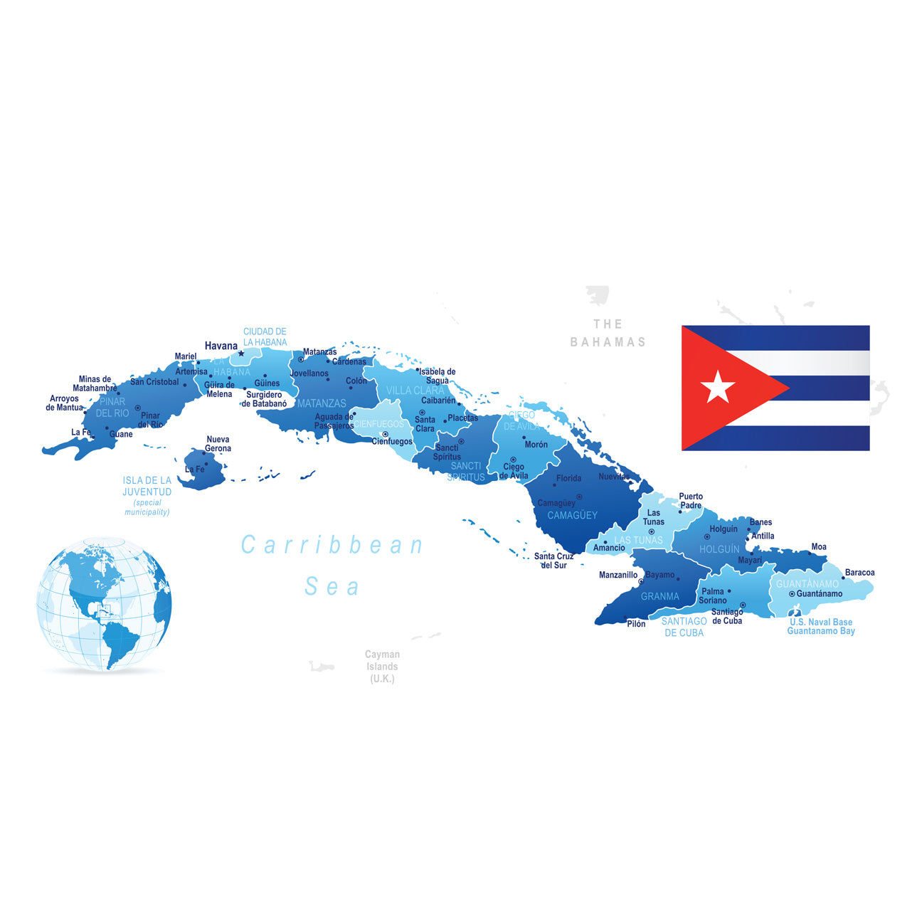 Maps of North America: Cuba Mural        -   Removable Wall   Adhesive Decal