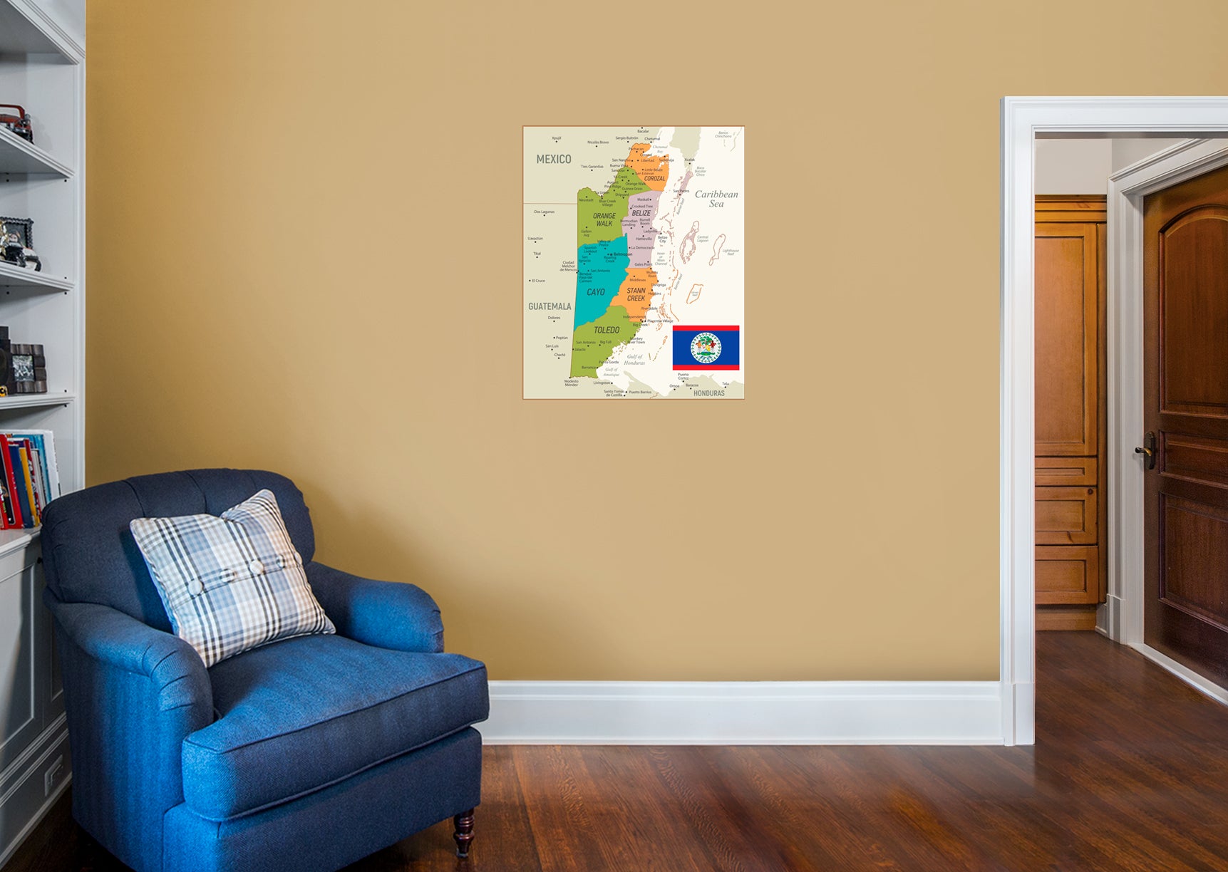 Maps of North America: Belize Mural        -   Removable Wall   Adhesive Decal