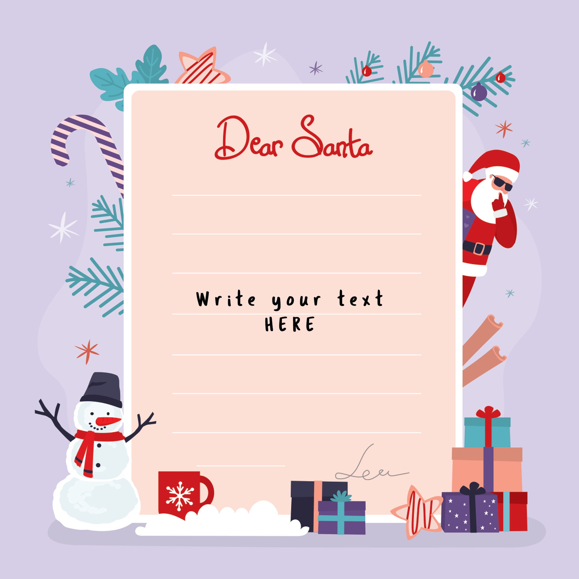 Christmas:  Cool Santa        -      Dry Erase Foam Core
