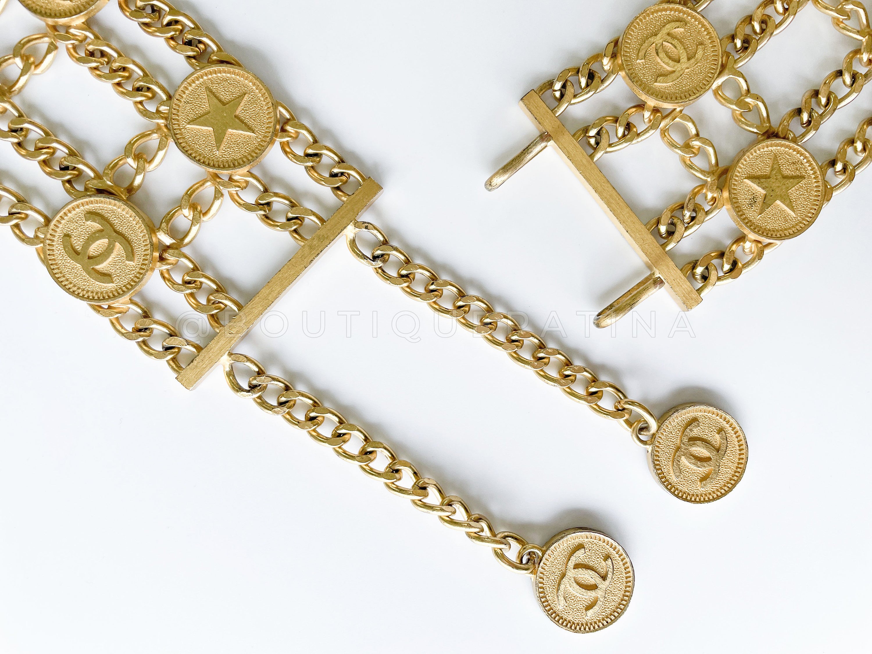 Chanel 01P Vintage Brushed Gold Multi-Chain Belt