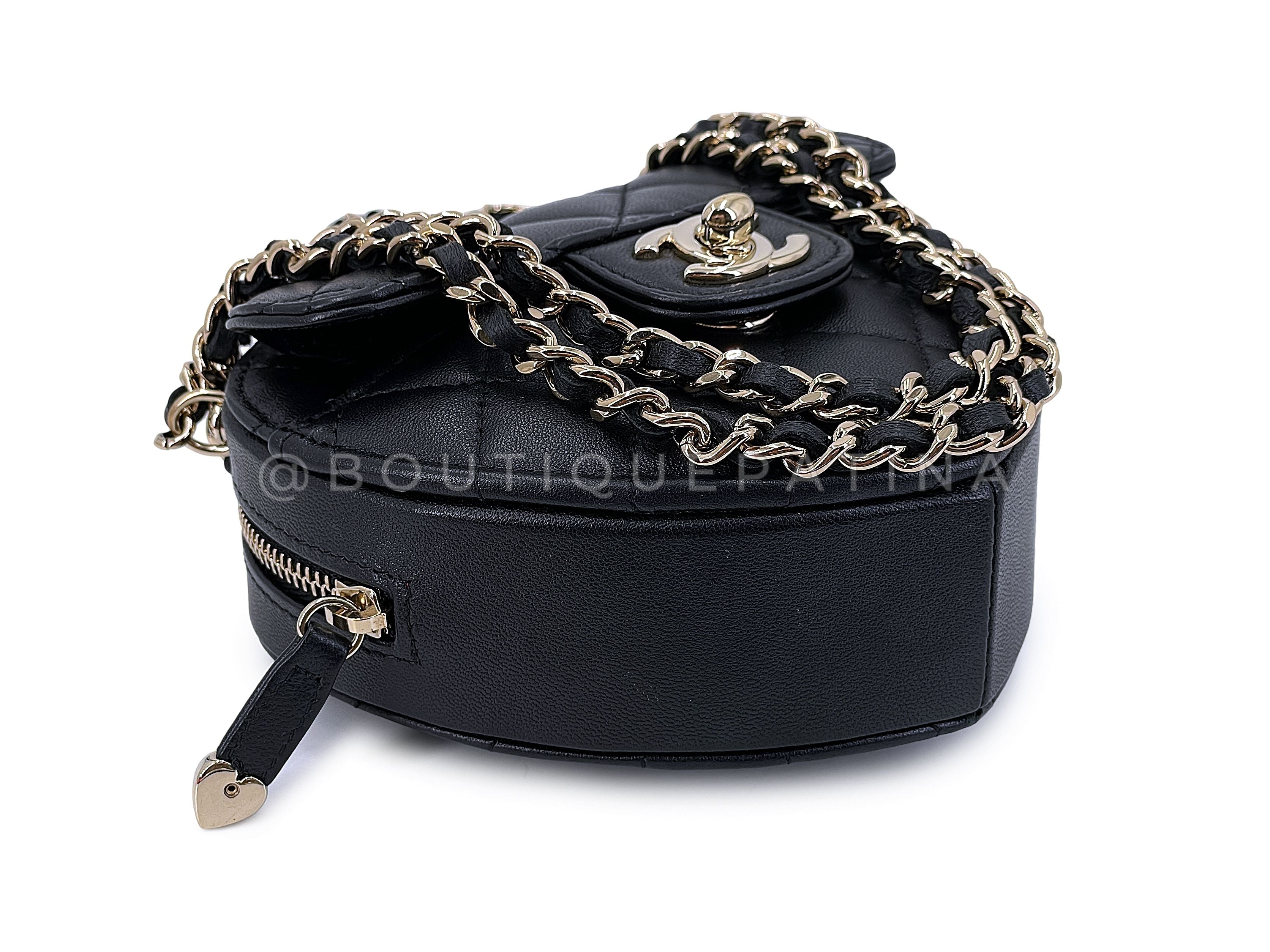 Chanel CC In Love Black Heart Bag Mini Crossbody GHW