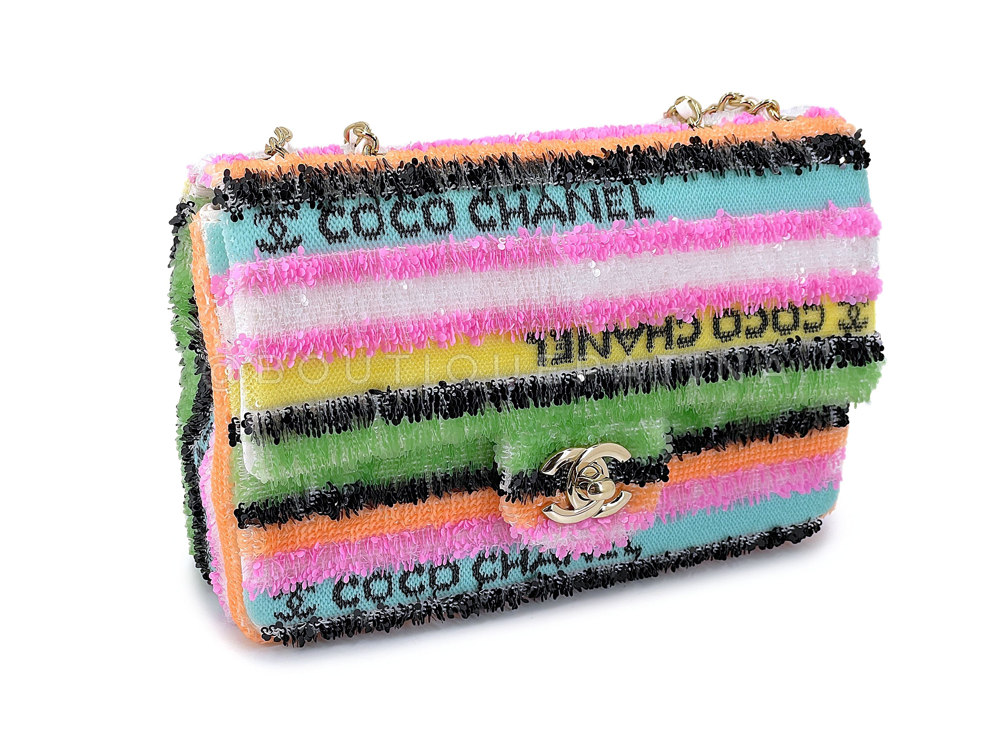 Chanel Micro Rainbow Sequins Rectangular Mini Flap Bag GHW