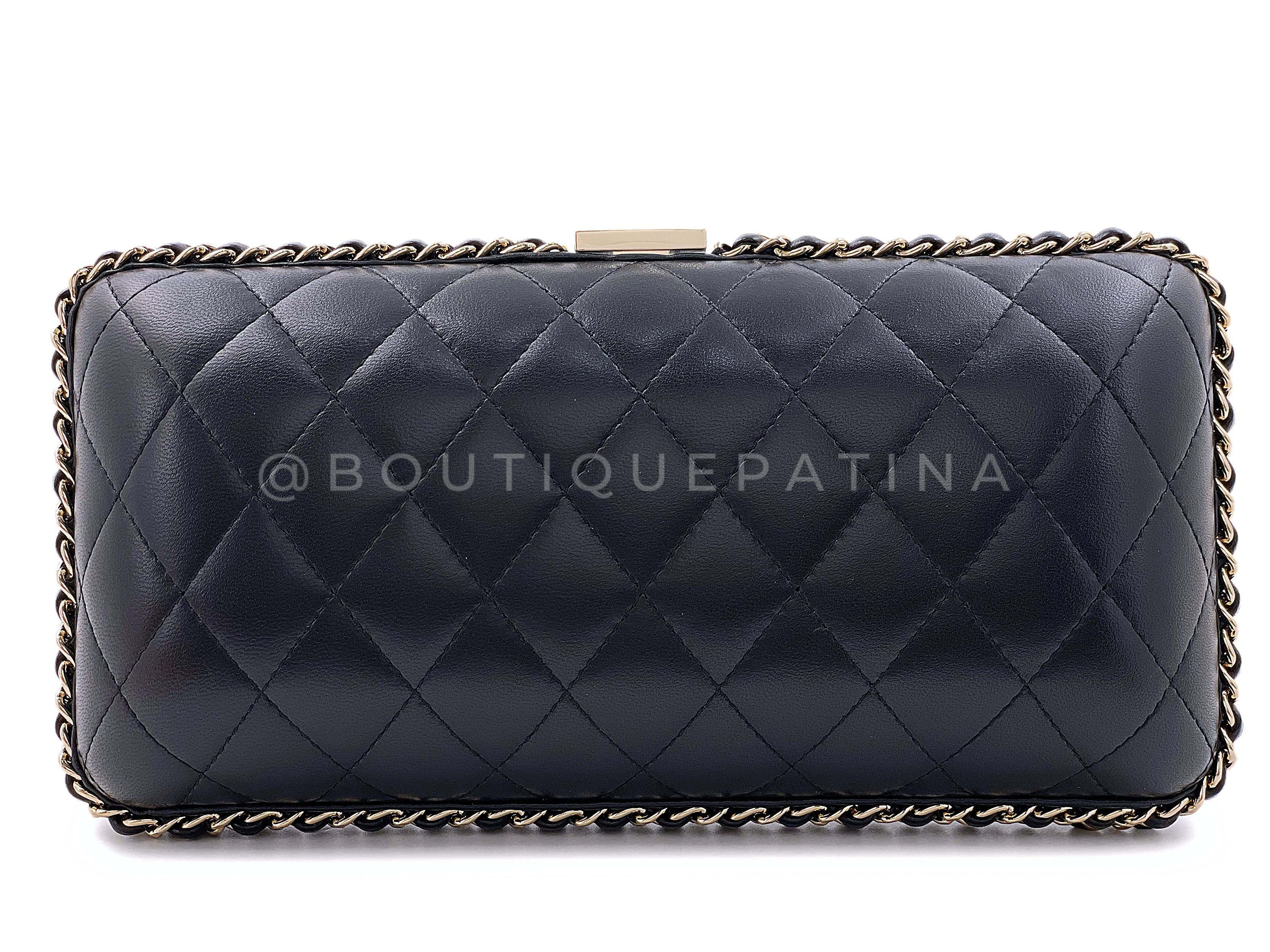 Chanel 2020 Pearl and Crystal CC Chain Around Evening Quilted Clutch Bag