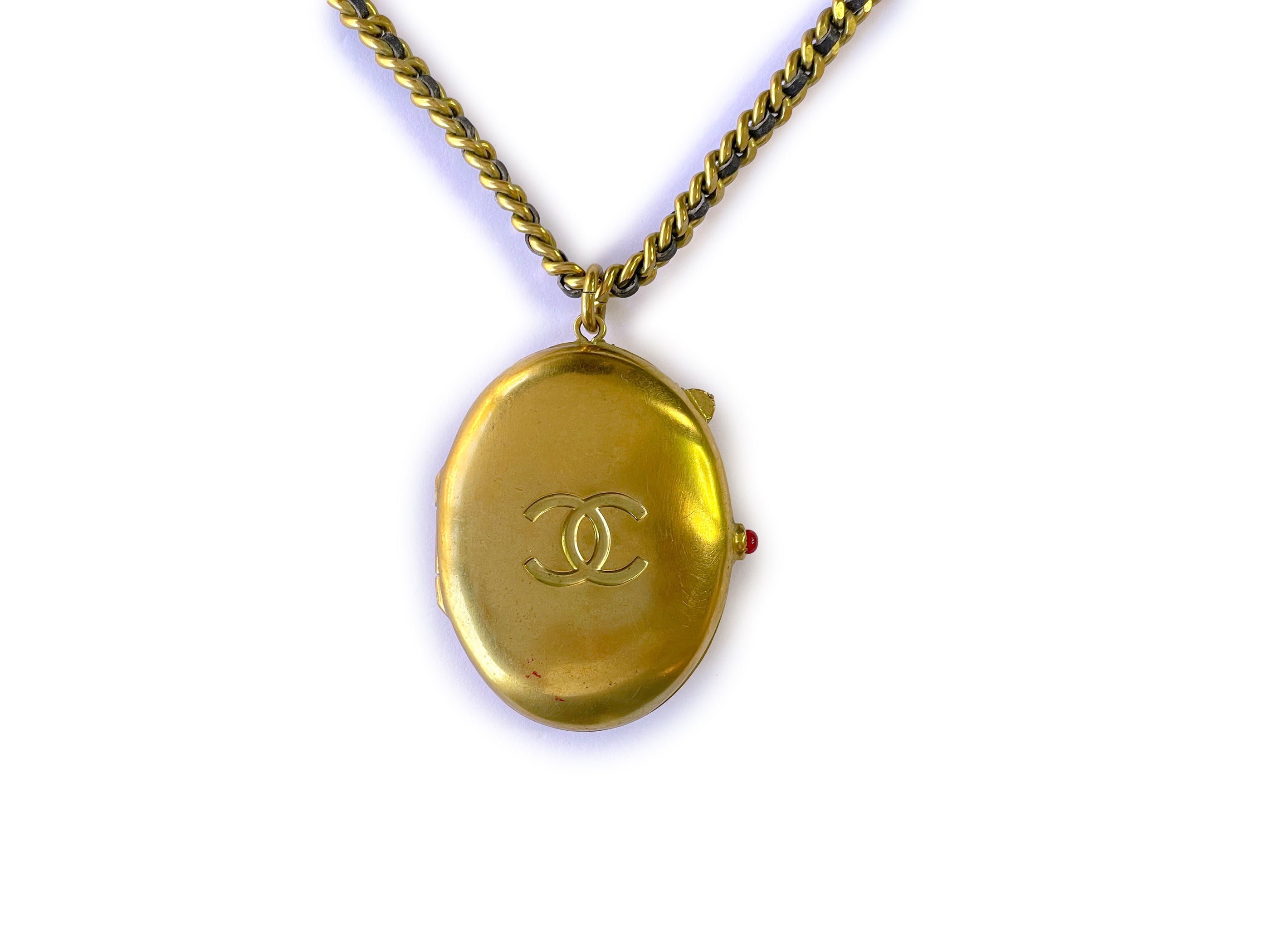 Chanel Vintage 94A Locket Woven Chain Necklace Choker