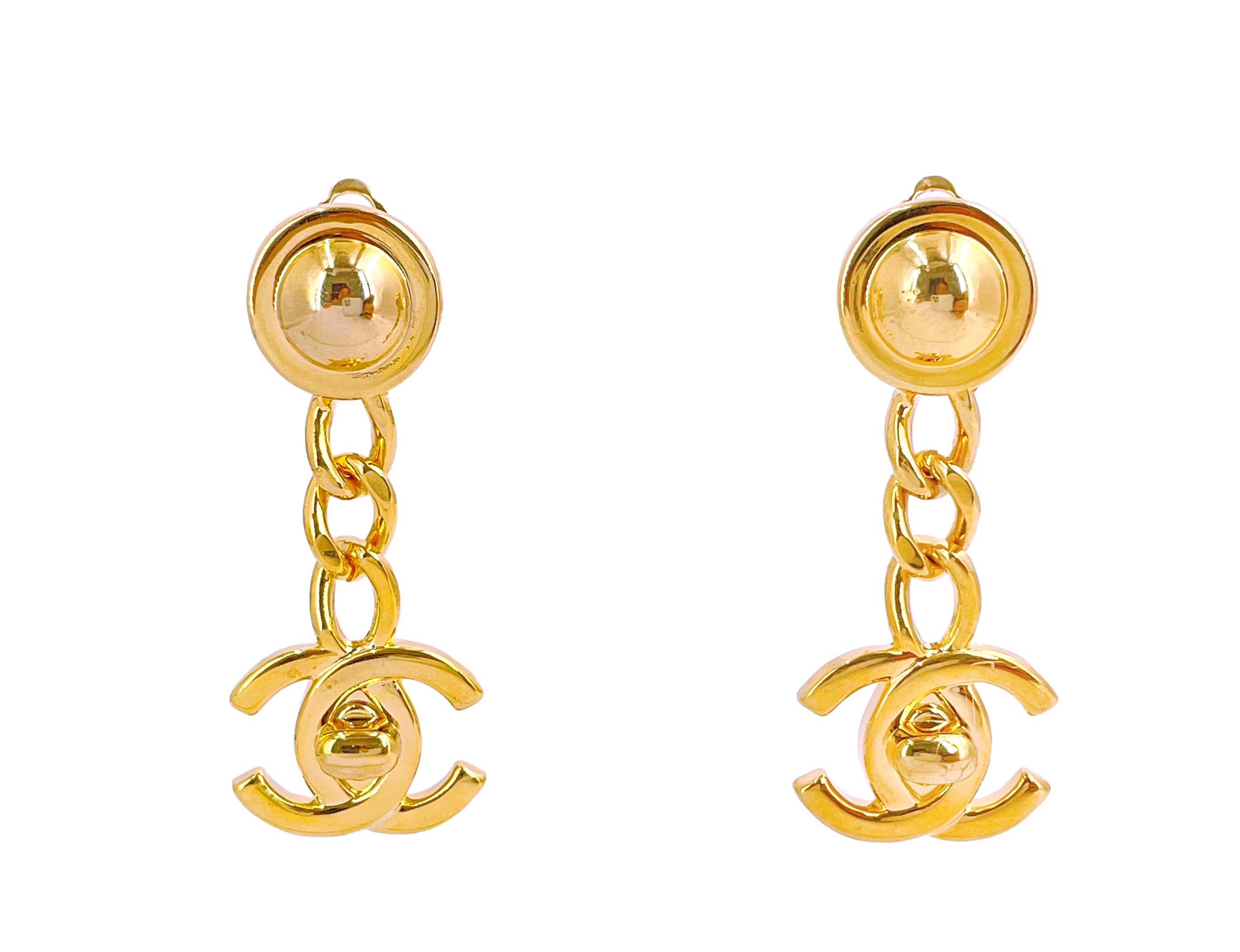 Chanel Vintage 96A Classic Turnlock Drop Earrings