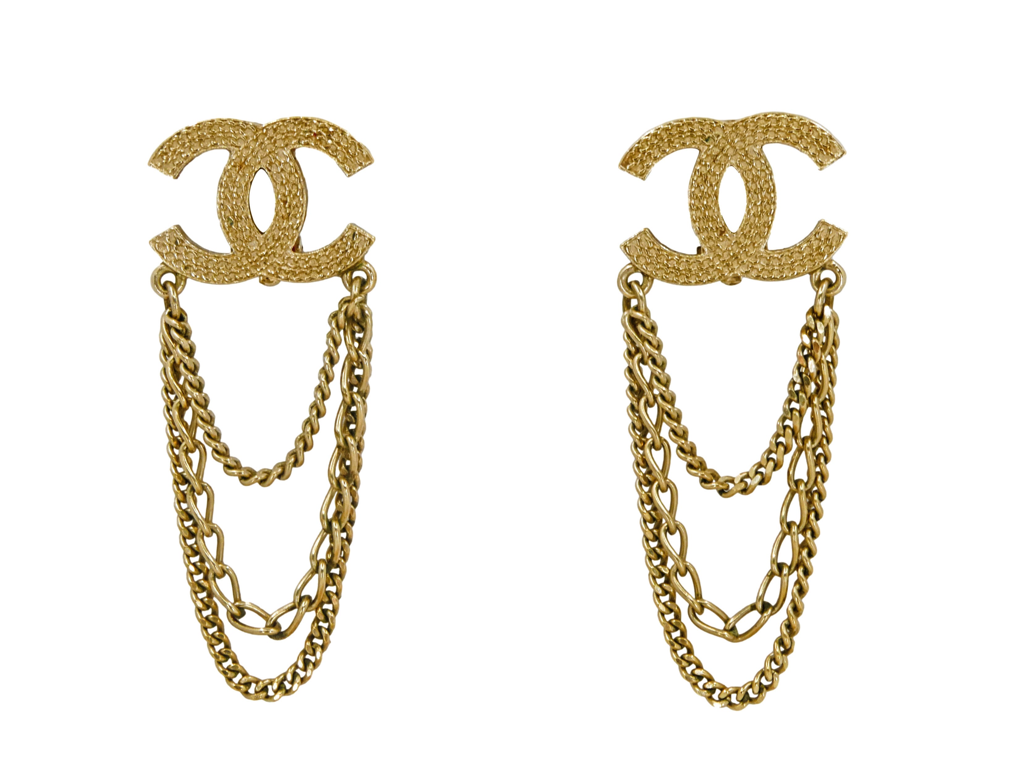Chanel Vintage 09P CC Logo Chain Drop Earrings