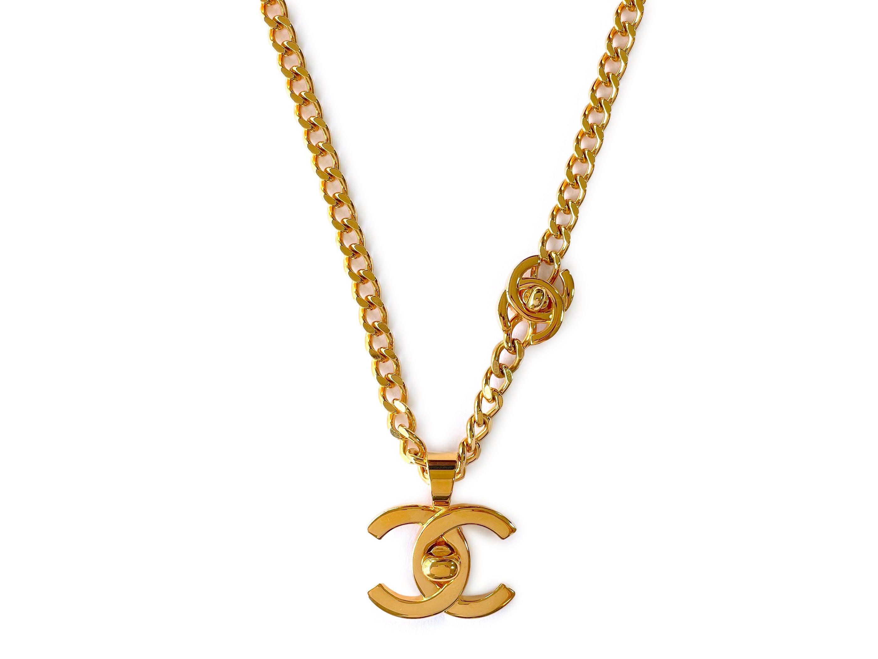Chanel 96P Vintage Long Turnlock Pendant Necklace