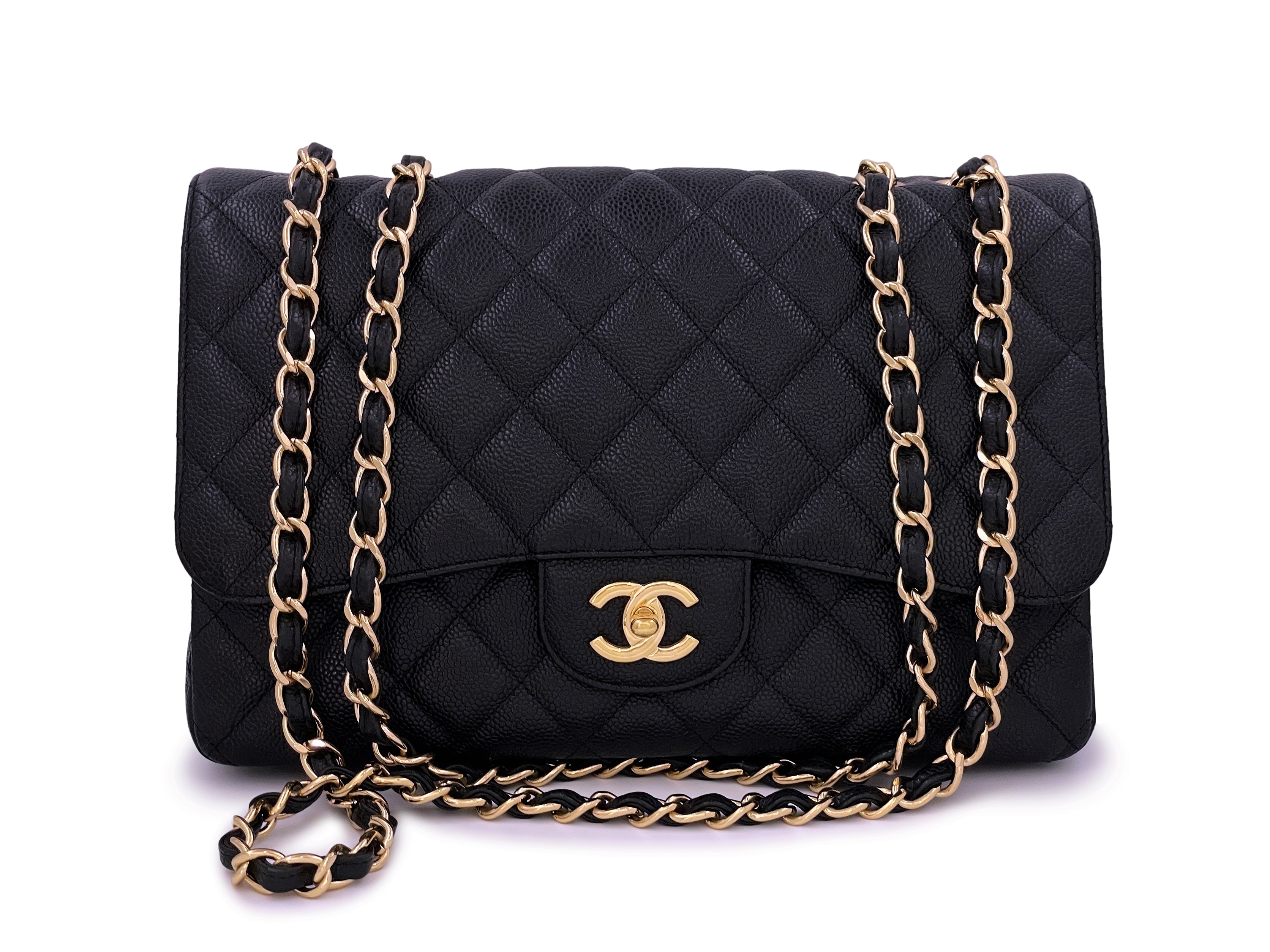 Chanel Black Jumbo Classic Flap Bag Caviar Single GHW