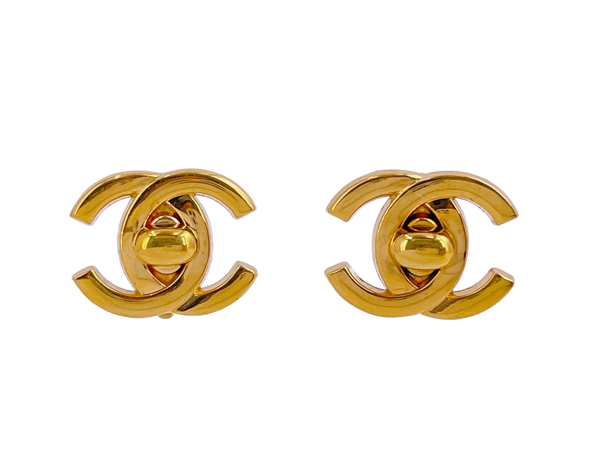 Chanel Vintage 96A Classic Turnlock Stud Earrings