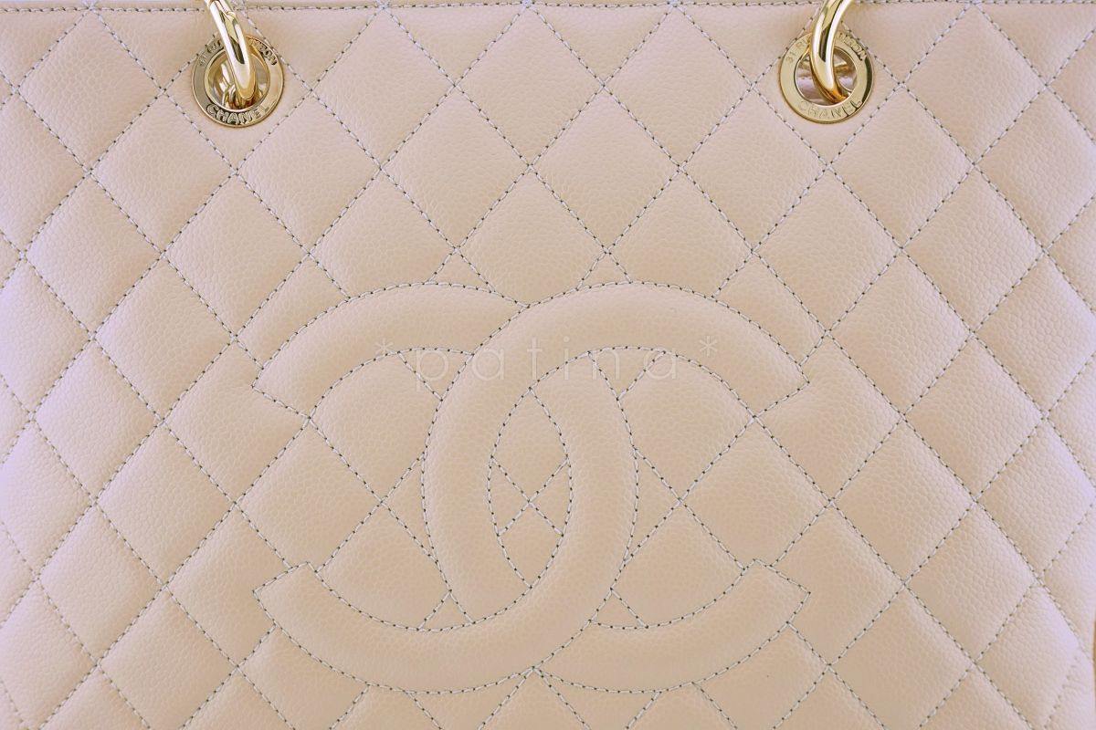 Chanel Beige Caviar Grand Shopper Tote GST Bag GHW