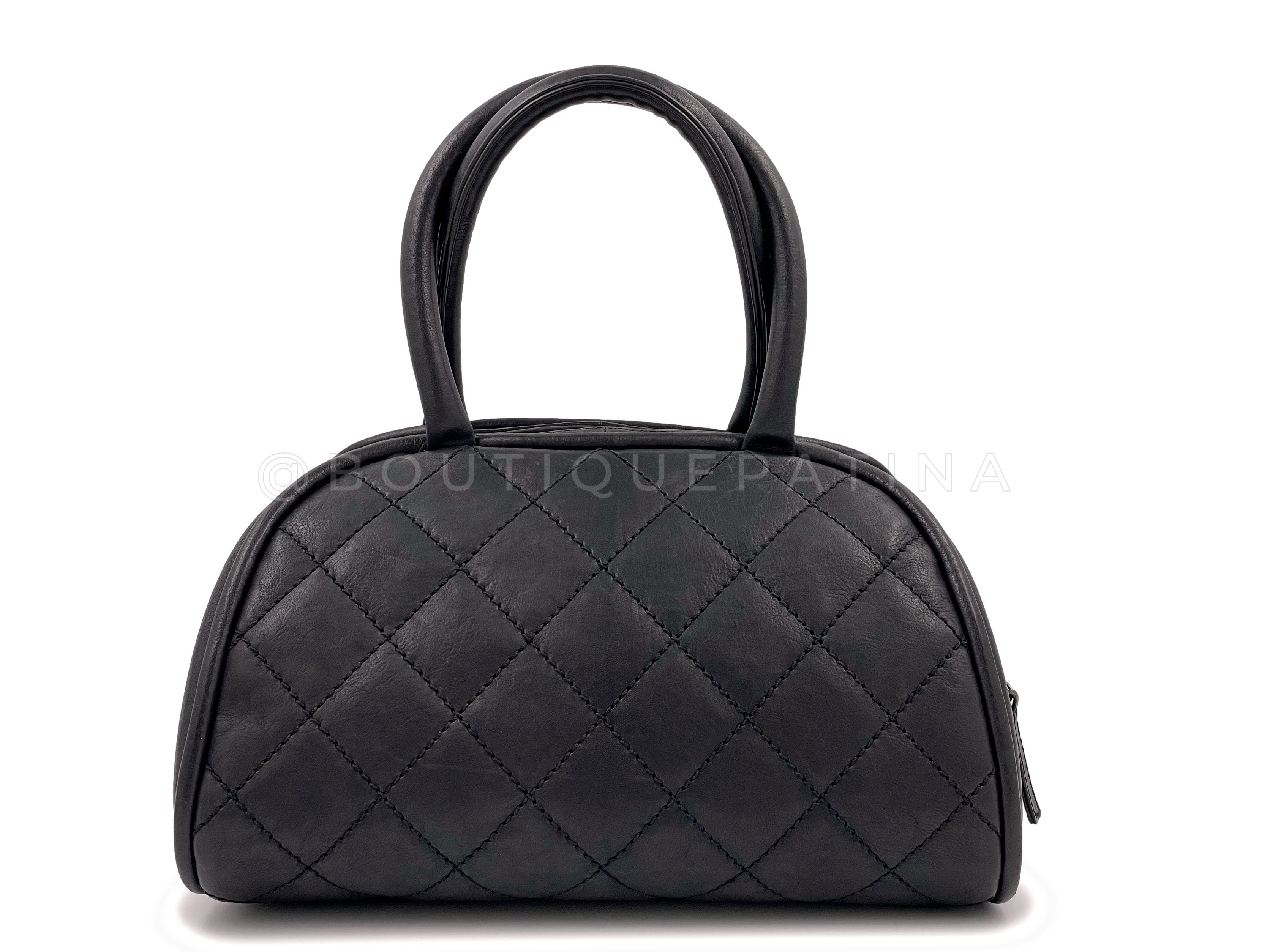 Rare Chanel Vintage Curved Black Timeless Bowler Bag