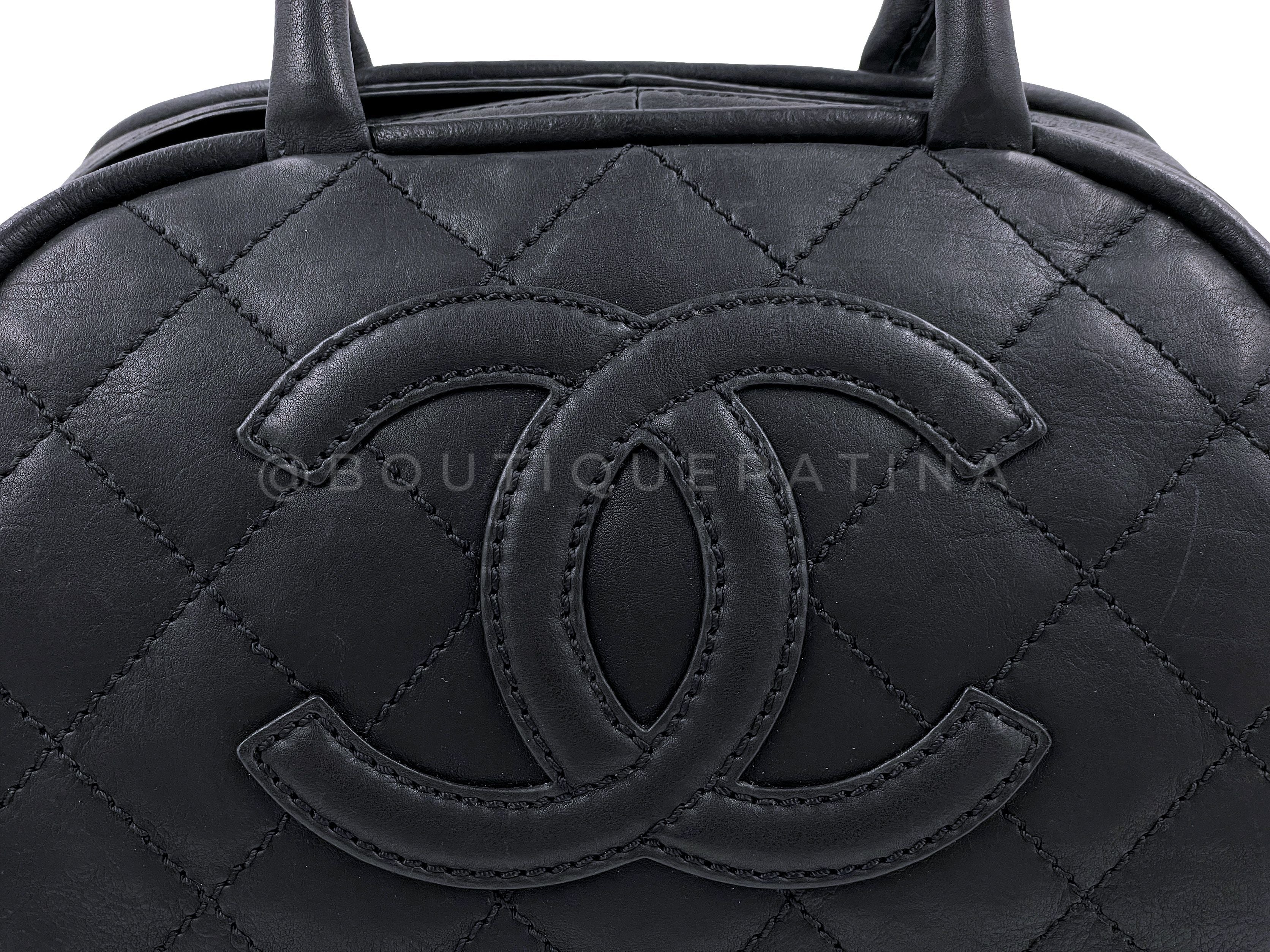 Rare Chanel Vintage Curved Black Timeless Bowler Bag