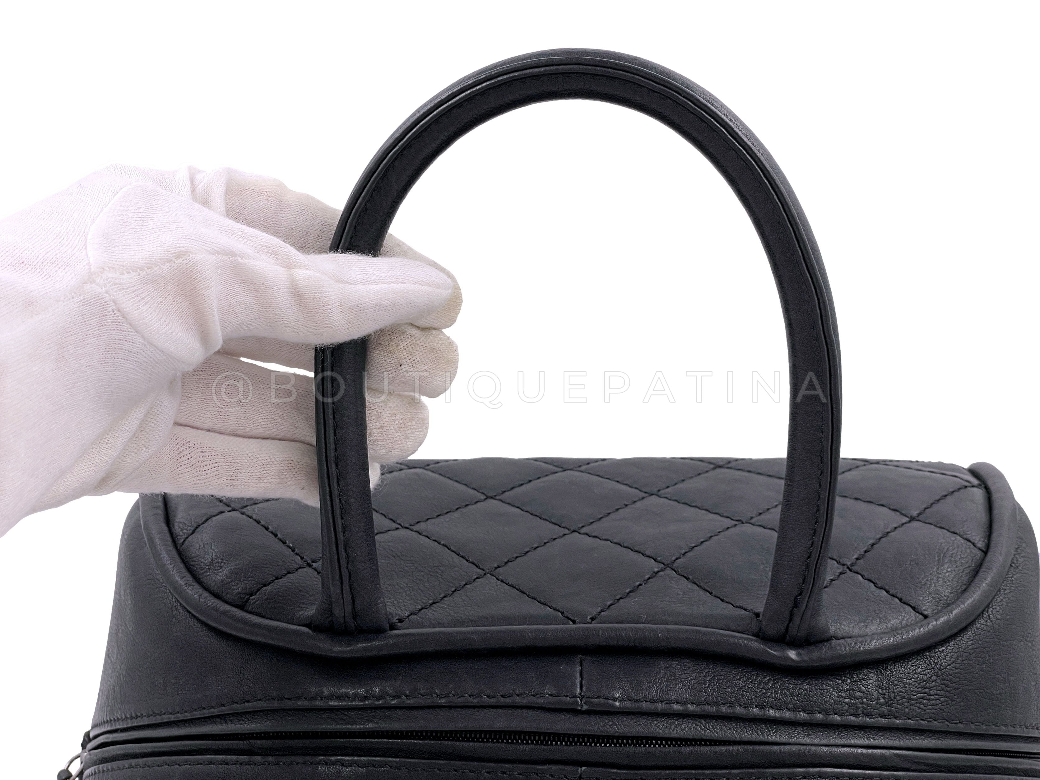 Rare Chanel Vintage Curved Black Timeless Bowler Bag