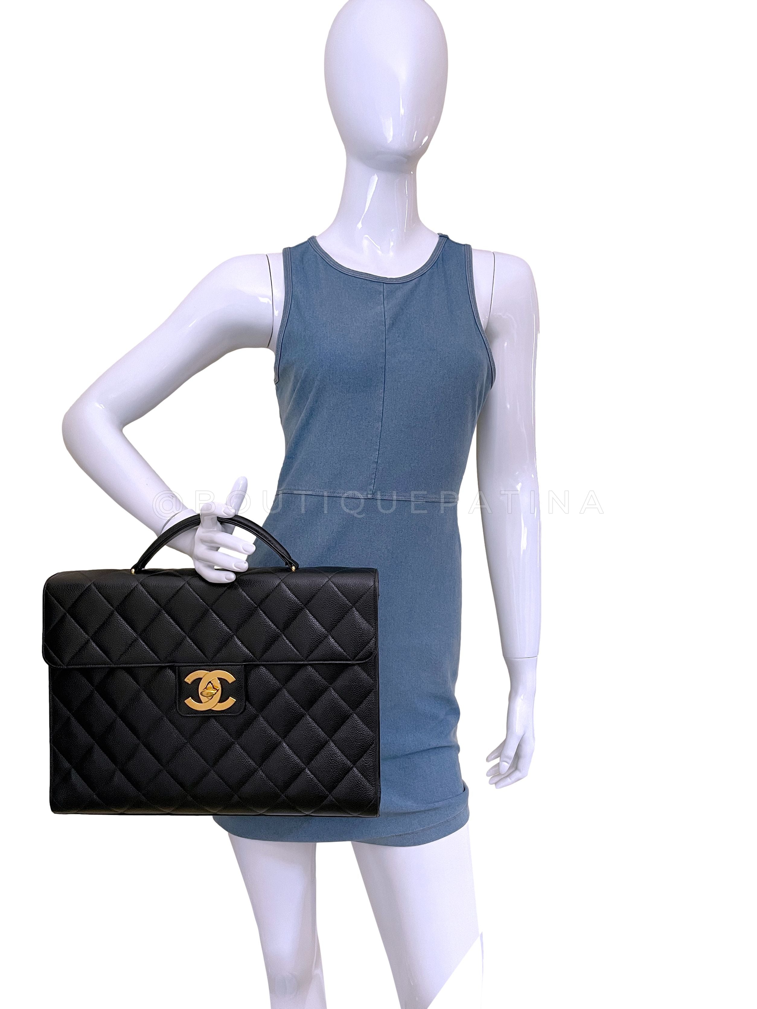 Chanel Vintage Black Caviar Briefcase Tote Bag 24k GHW