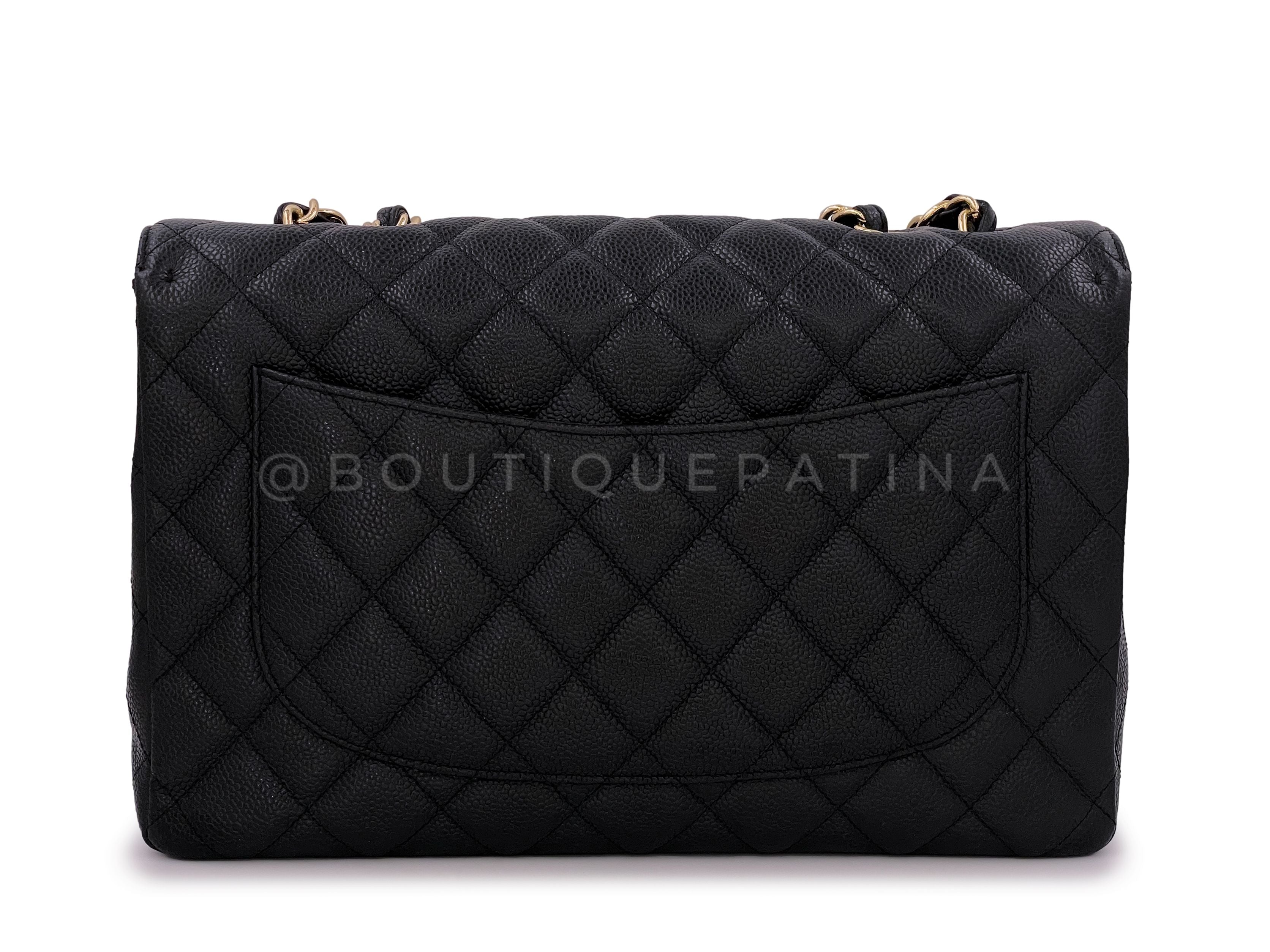 Chanel Black Jumbo Classic Flap Bag Caviar Single GHW