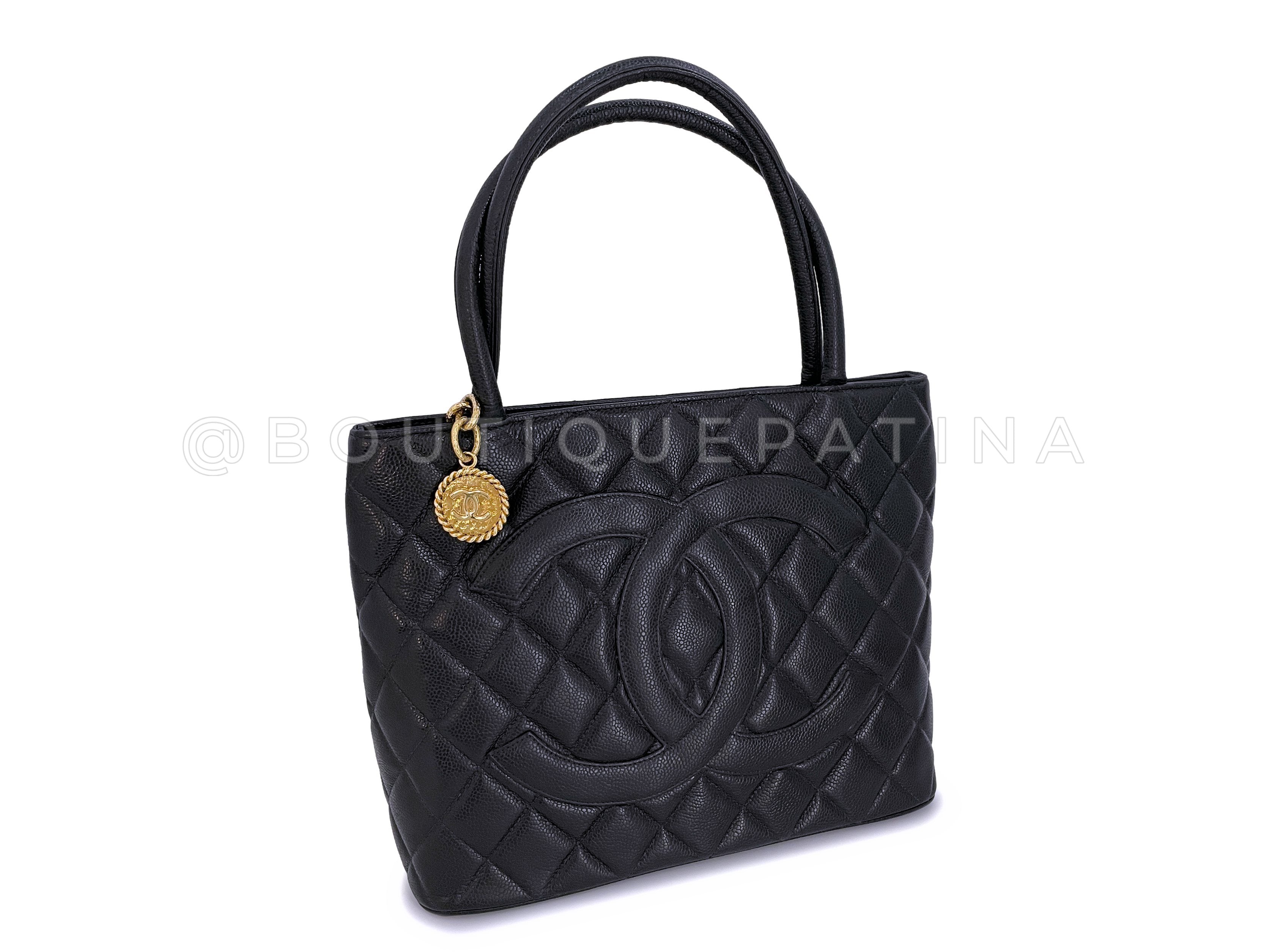 Chanel 2003 Vintage Black Caviar Medallion Shopper Tote Bag 24k GHW