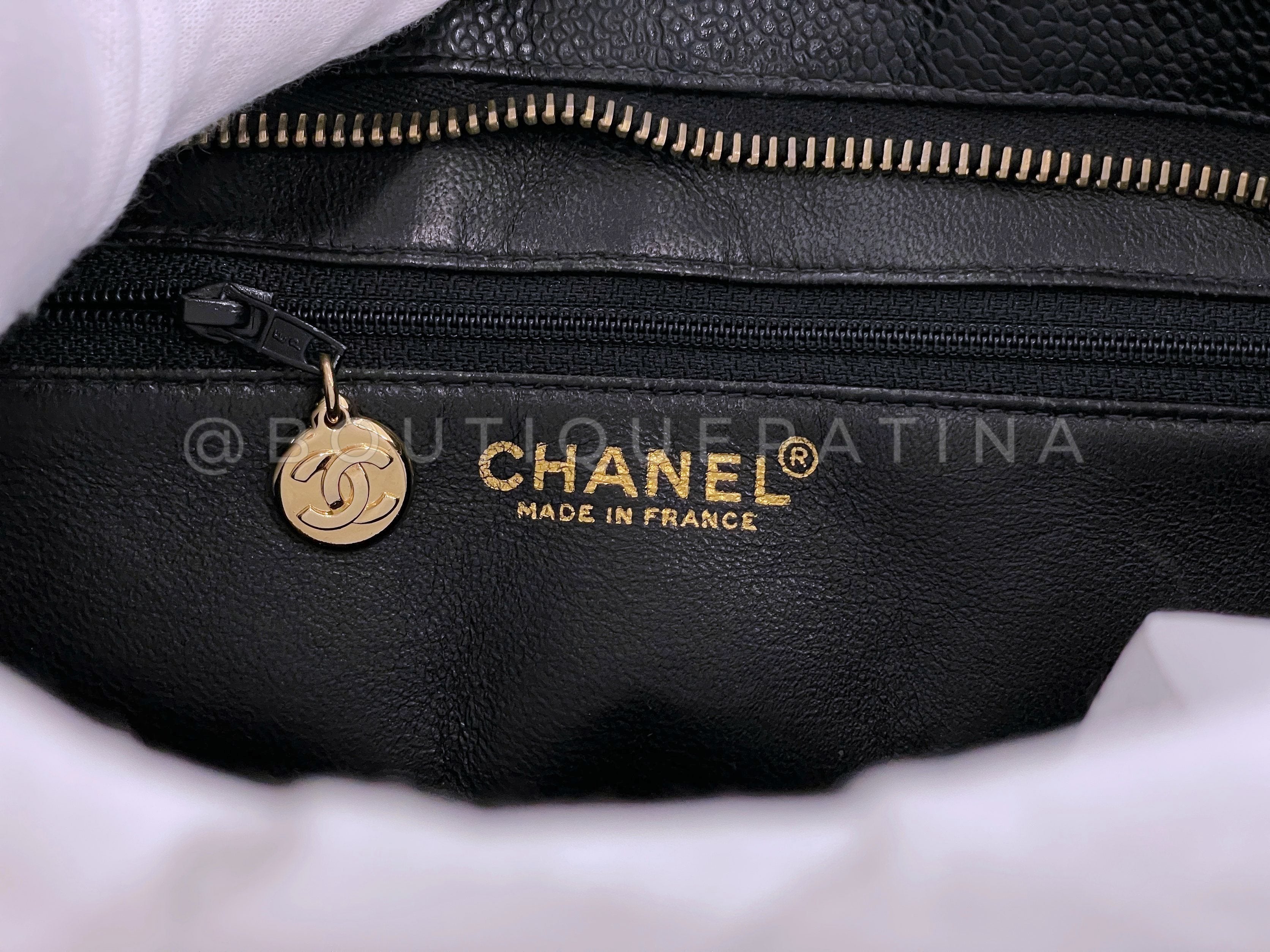 Chanel 2003 Vintage Black Caviar Medallion Shopper Tote Bag 24k GHW