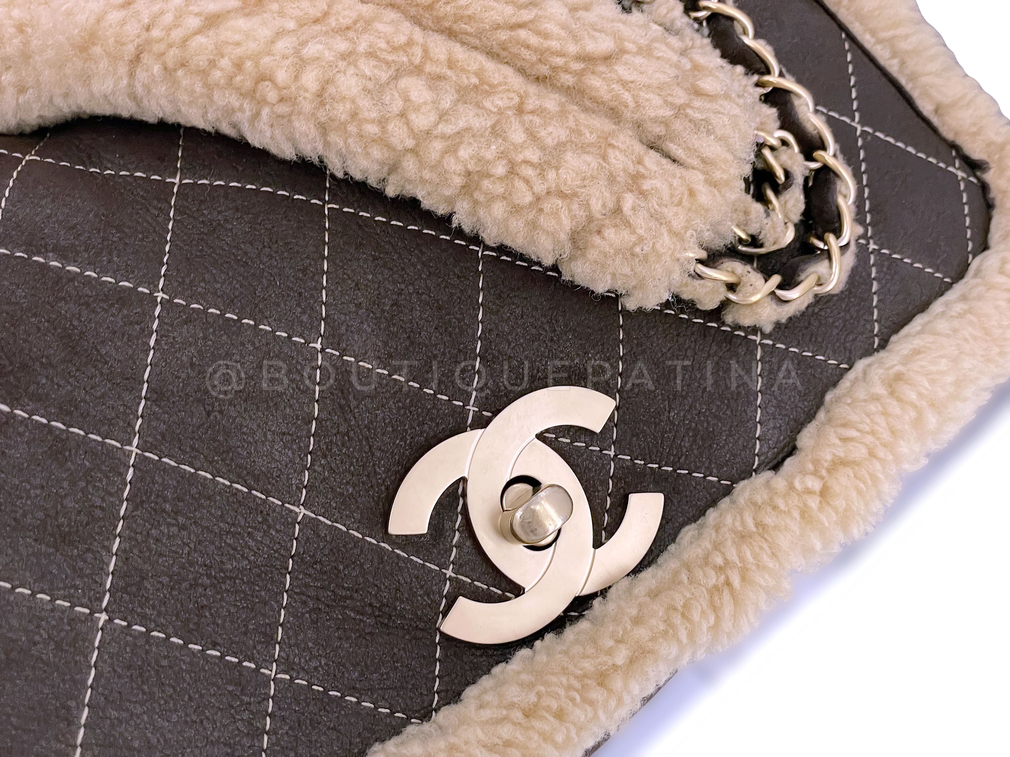 Chanel Vintage Classic Shearling Jumbo CC Flap Bag