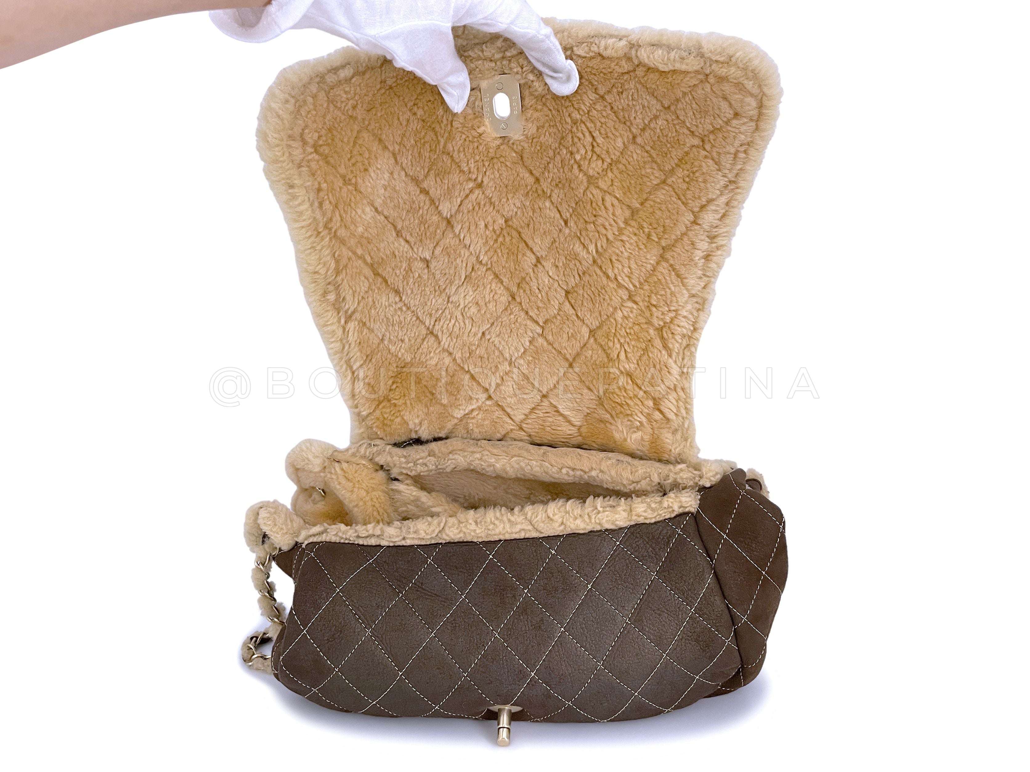 Chanel Vintage Classic Shearling Jumbo CC Flap Bag