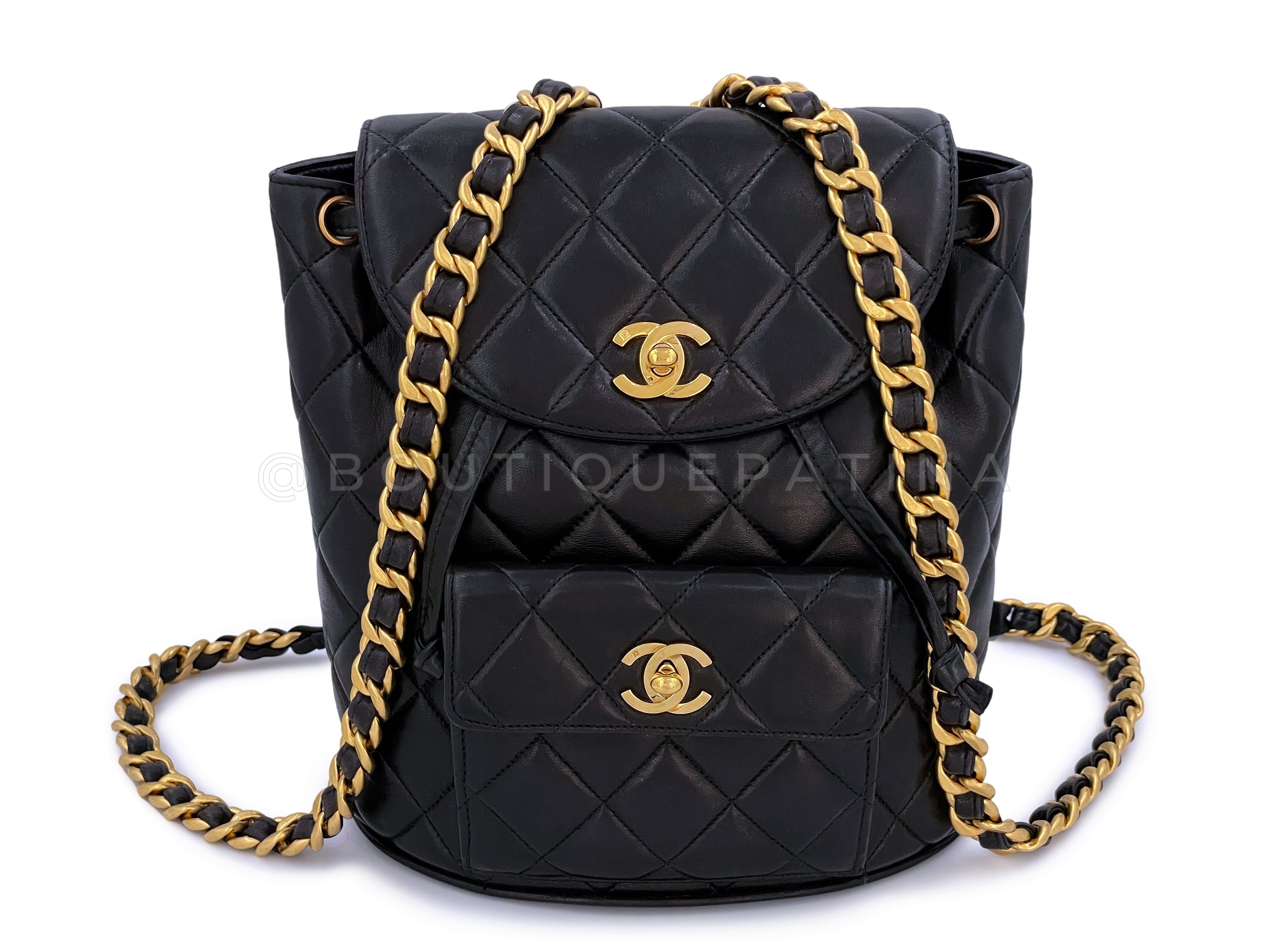 Pristine Chanel 1995 Vintage Black Duma Backpack Bag 24k GHW Lambskin