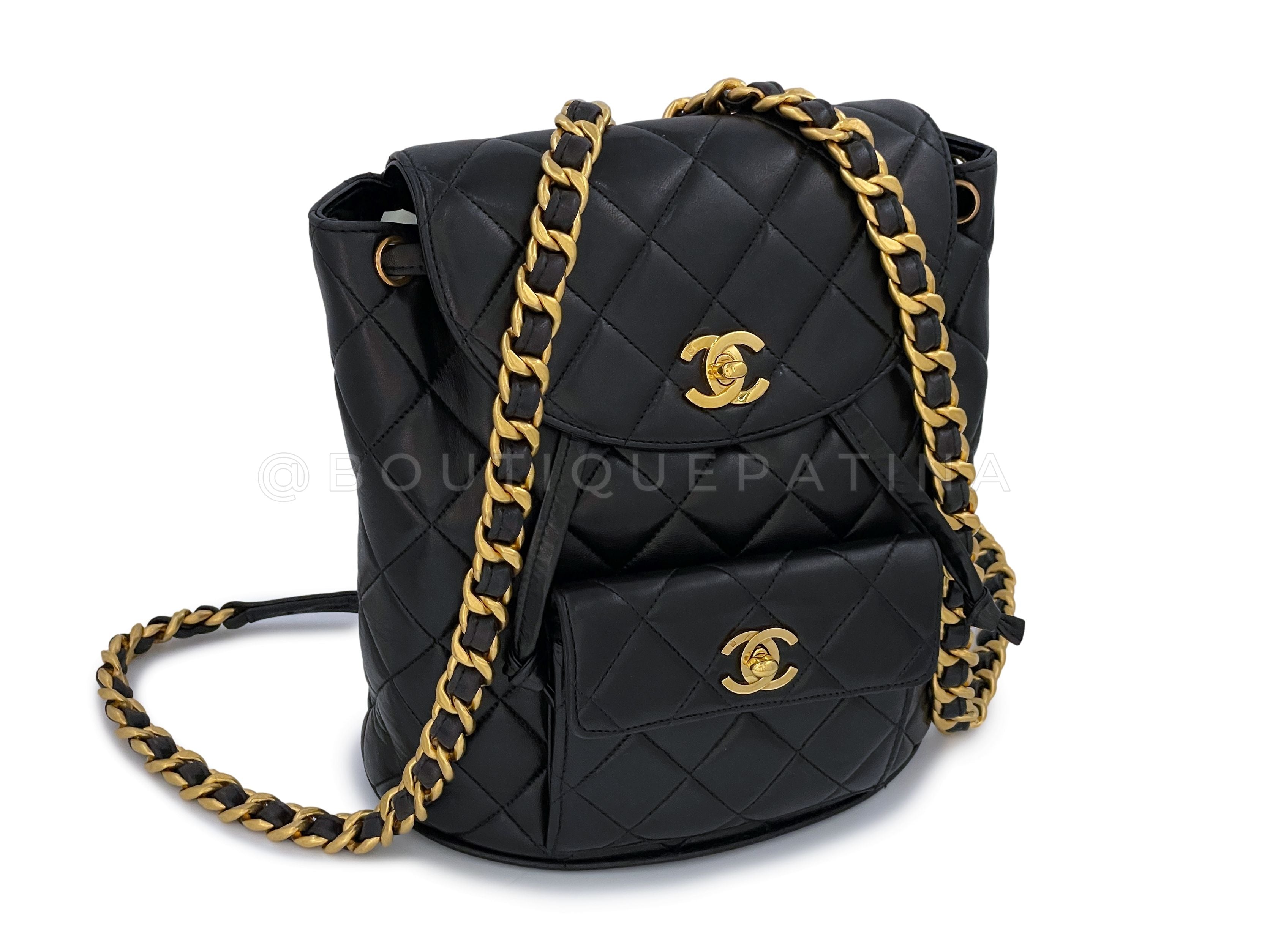 Pristine Chanel 1995 Vintage Black Duma Backpack Bag 24k GHW Lambskin