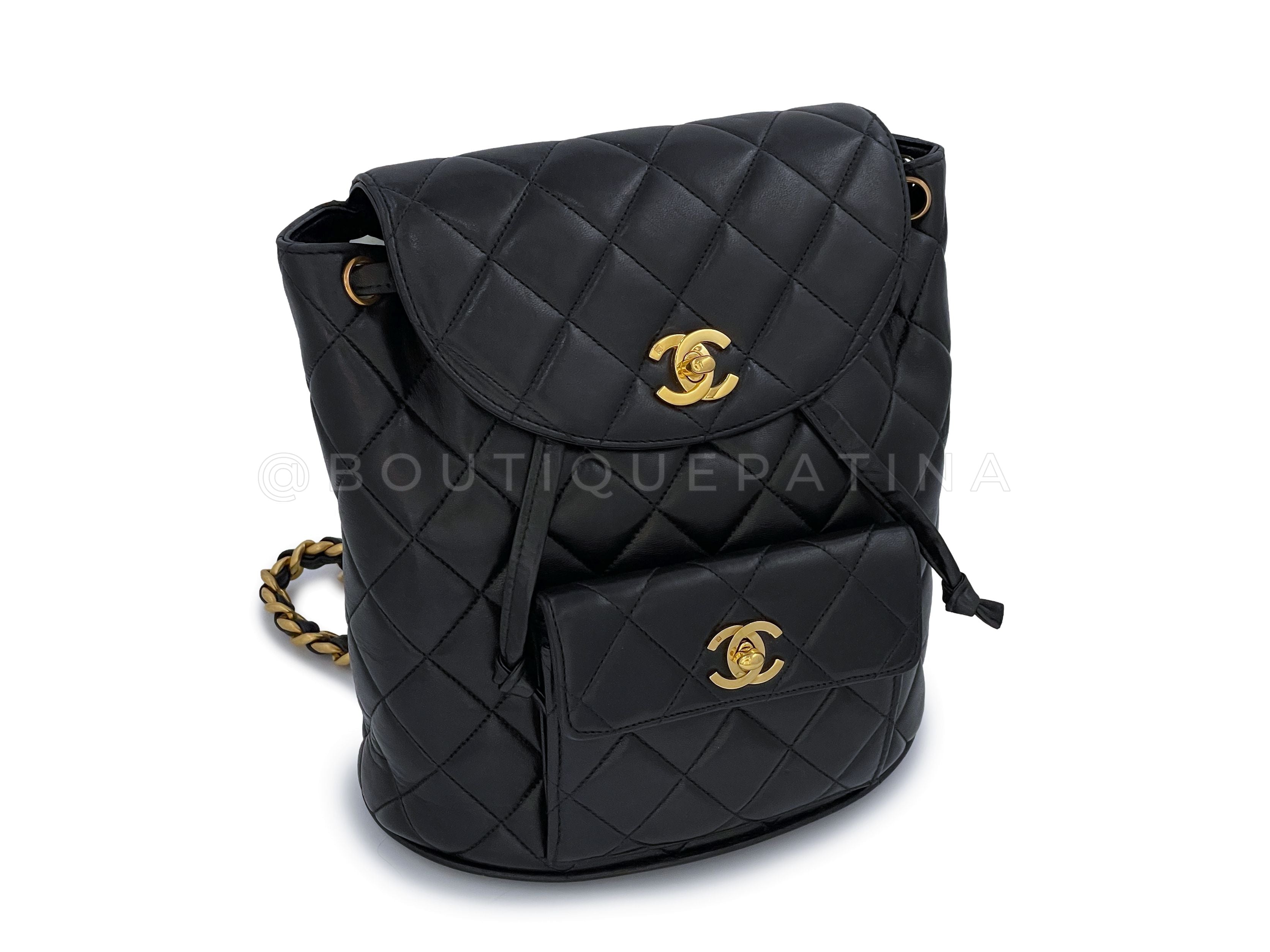 Pristine Chanel 1995 Vintage Black Duma Backpack Bag 24k GHW Lambskin