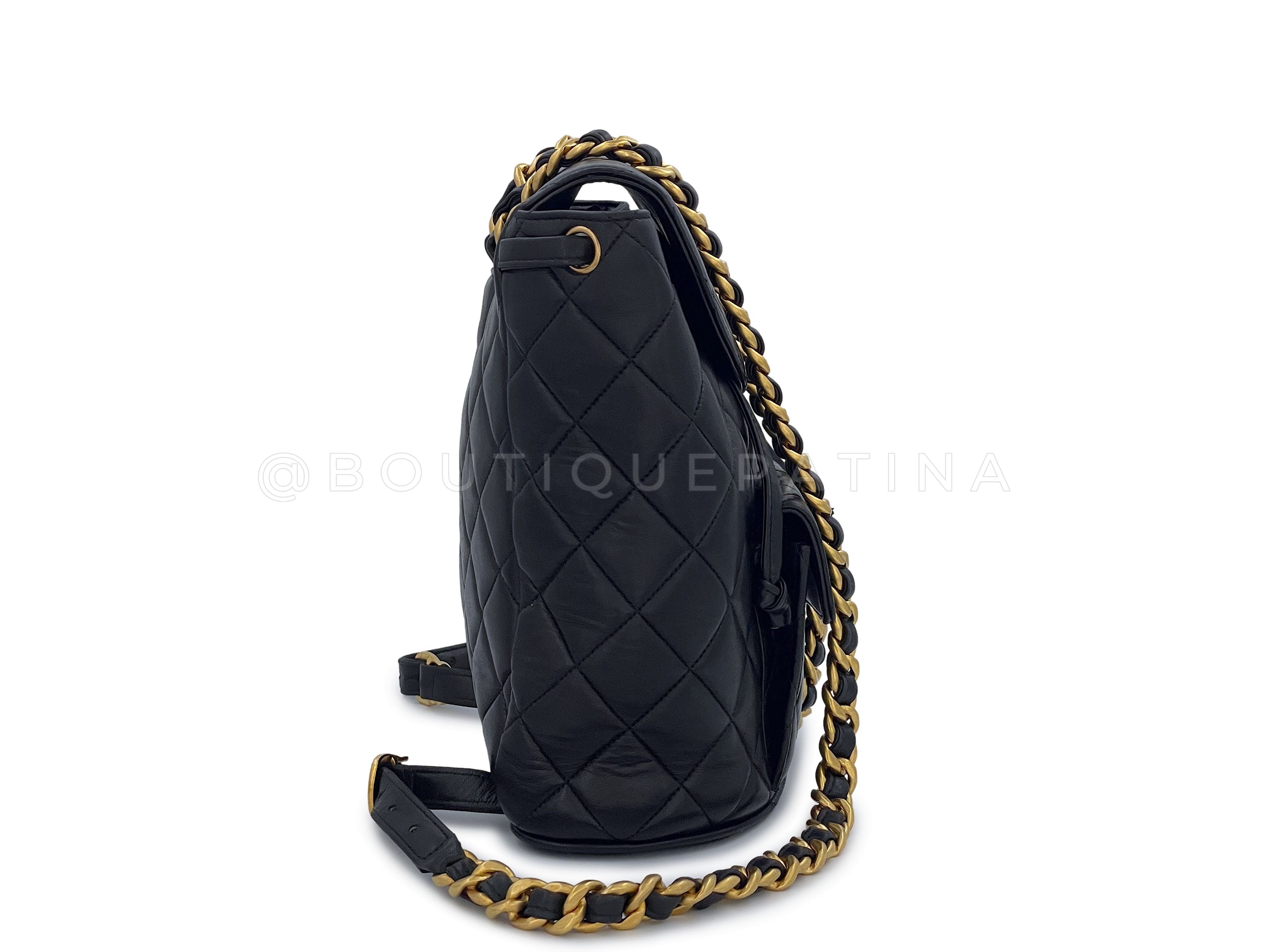 Pristine Chanel 1995 Vintage Black Duma Backpack Bag 24k GHW Lambskin