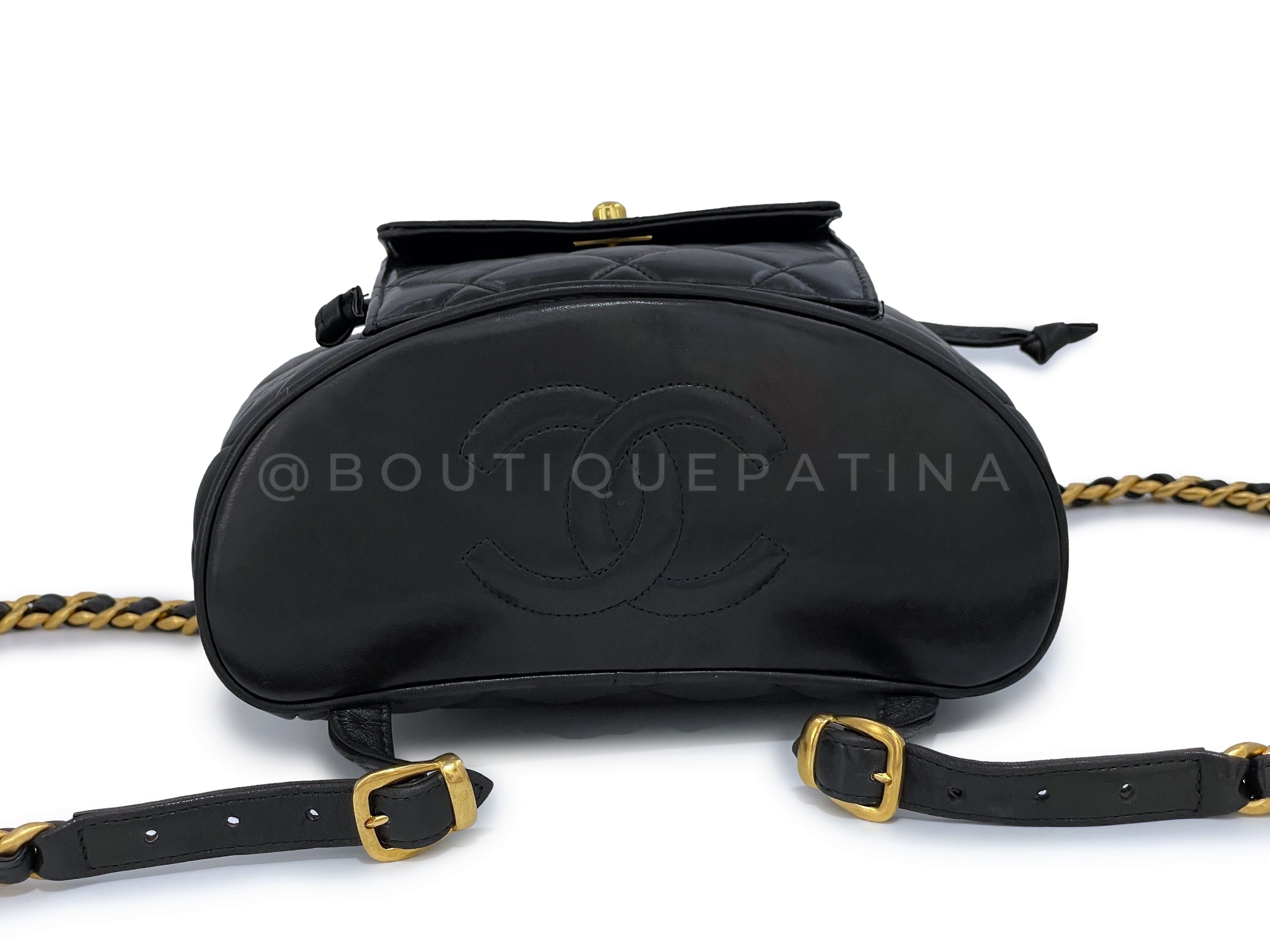 Pristine Chanel 1995 Vintage Black Duma Backpack Bag 24k GHW Lambskin