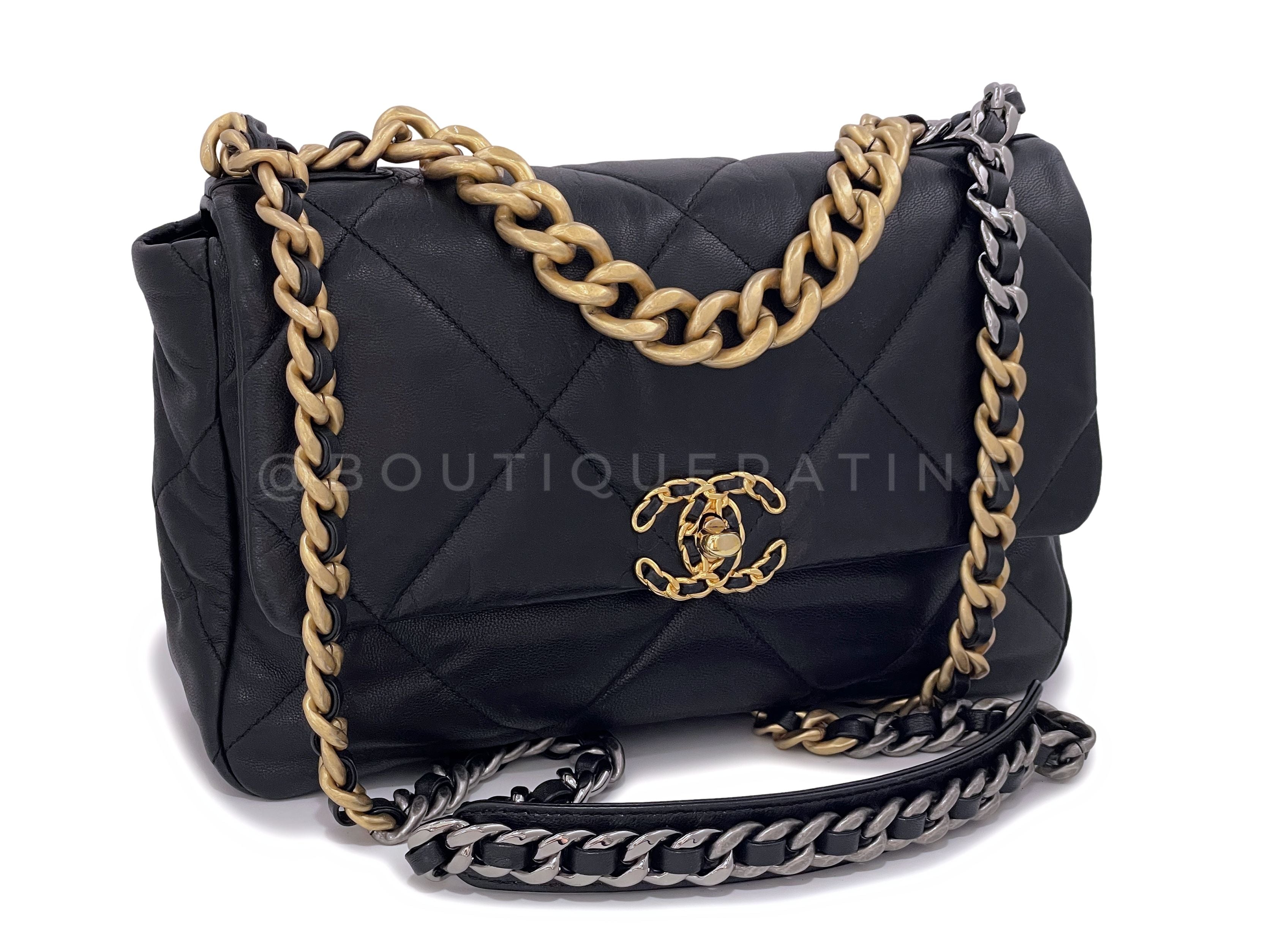 Chanel 19 Black Large Flap Bag Lambskin GHW