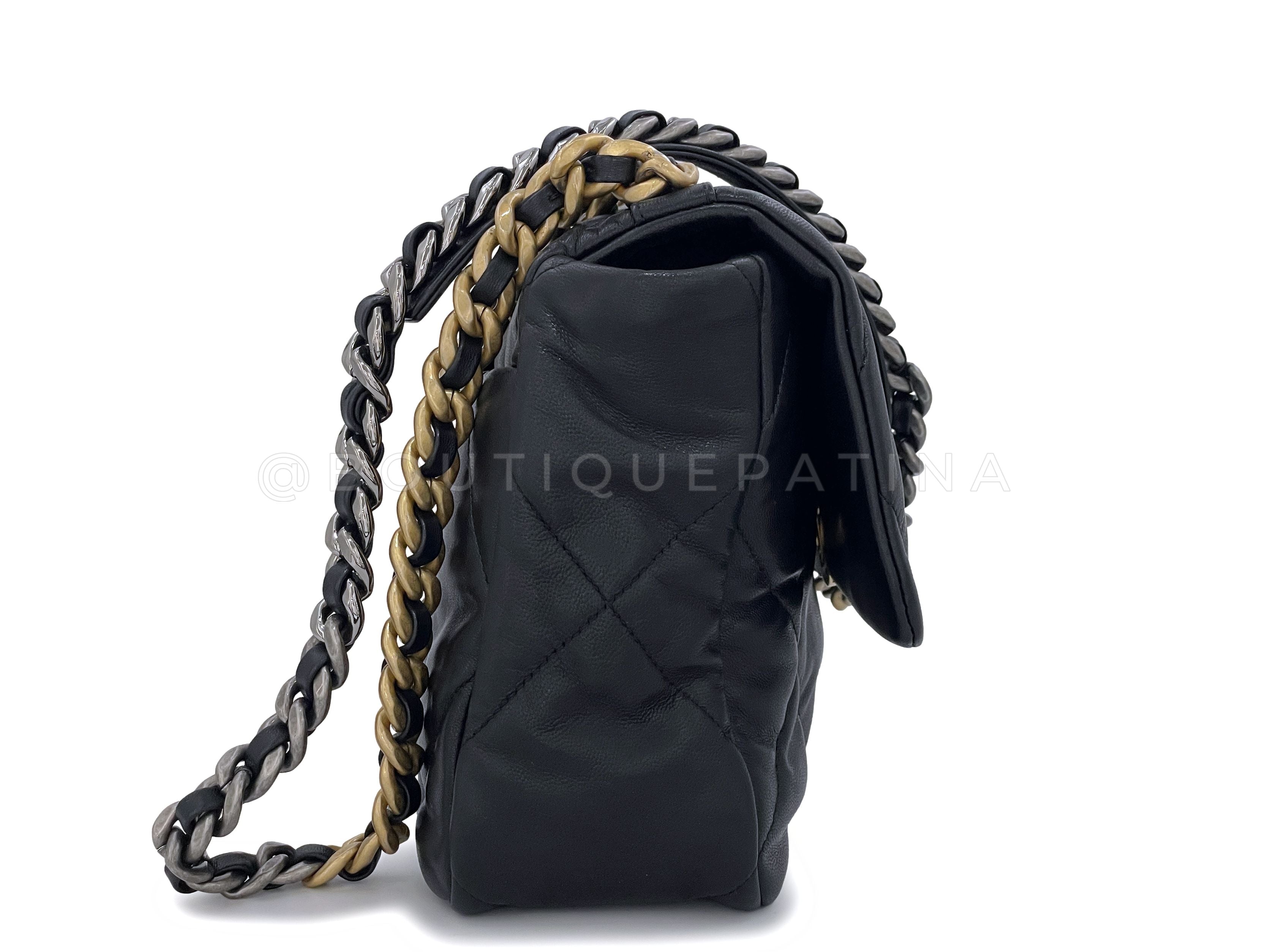 Chanel 19 Black Large Flap Bag Lambskin GHW